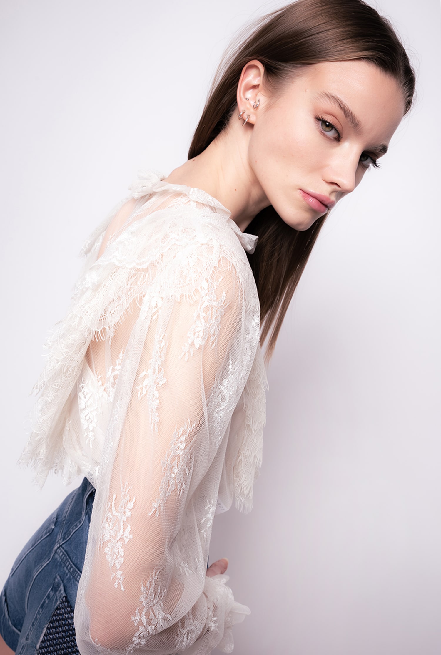 Cropped lace blouse
