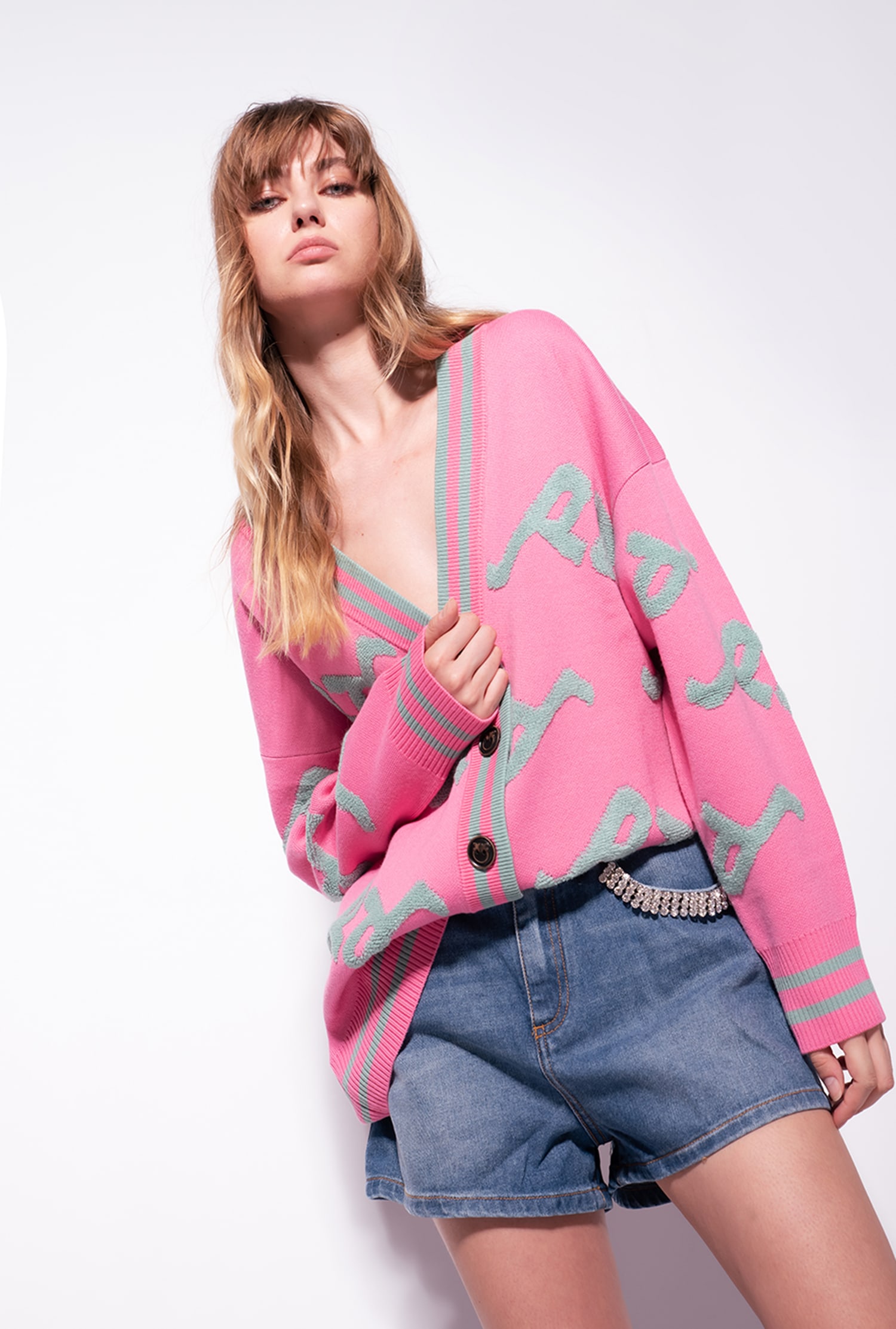 Jacquard college cardigan with logo