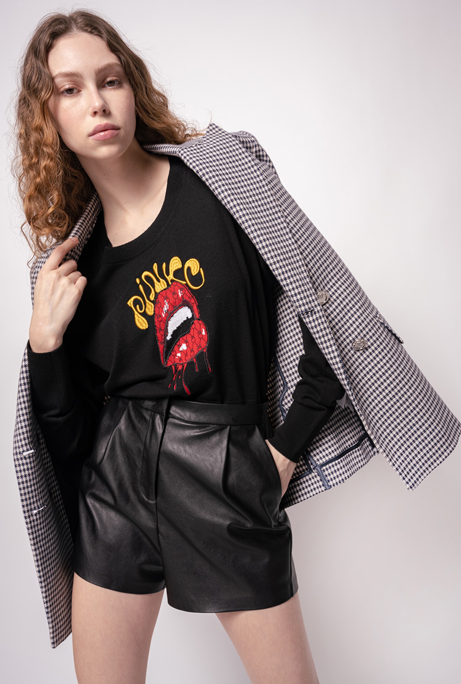 Leather-effect shorts