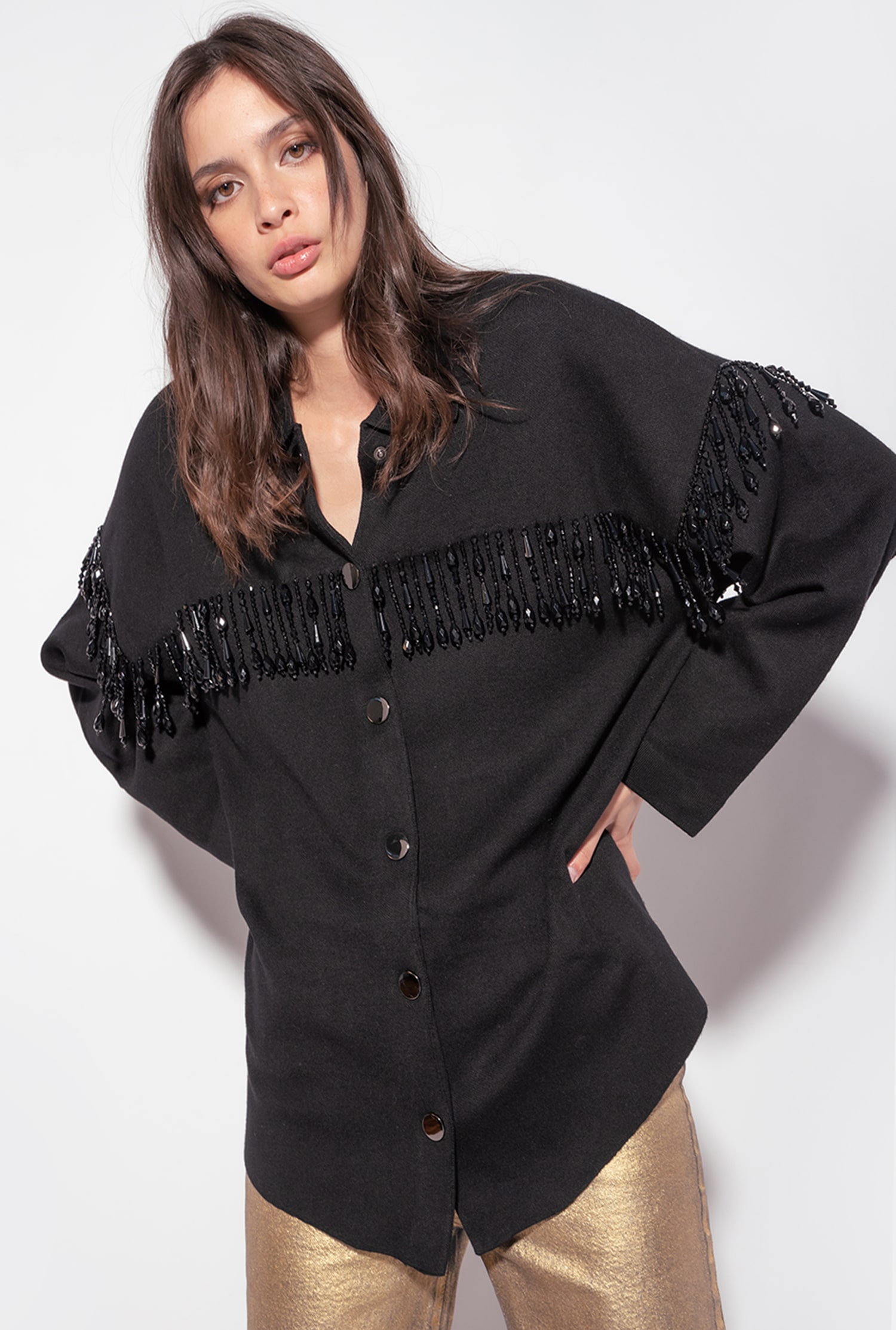 Shacket with embellishment