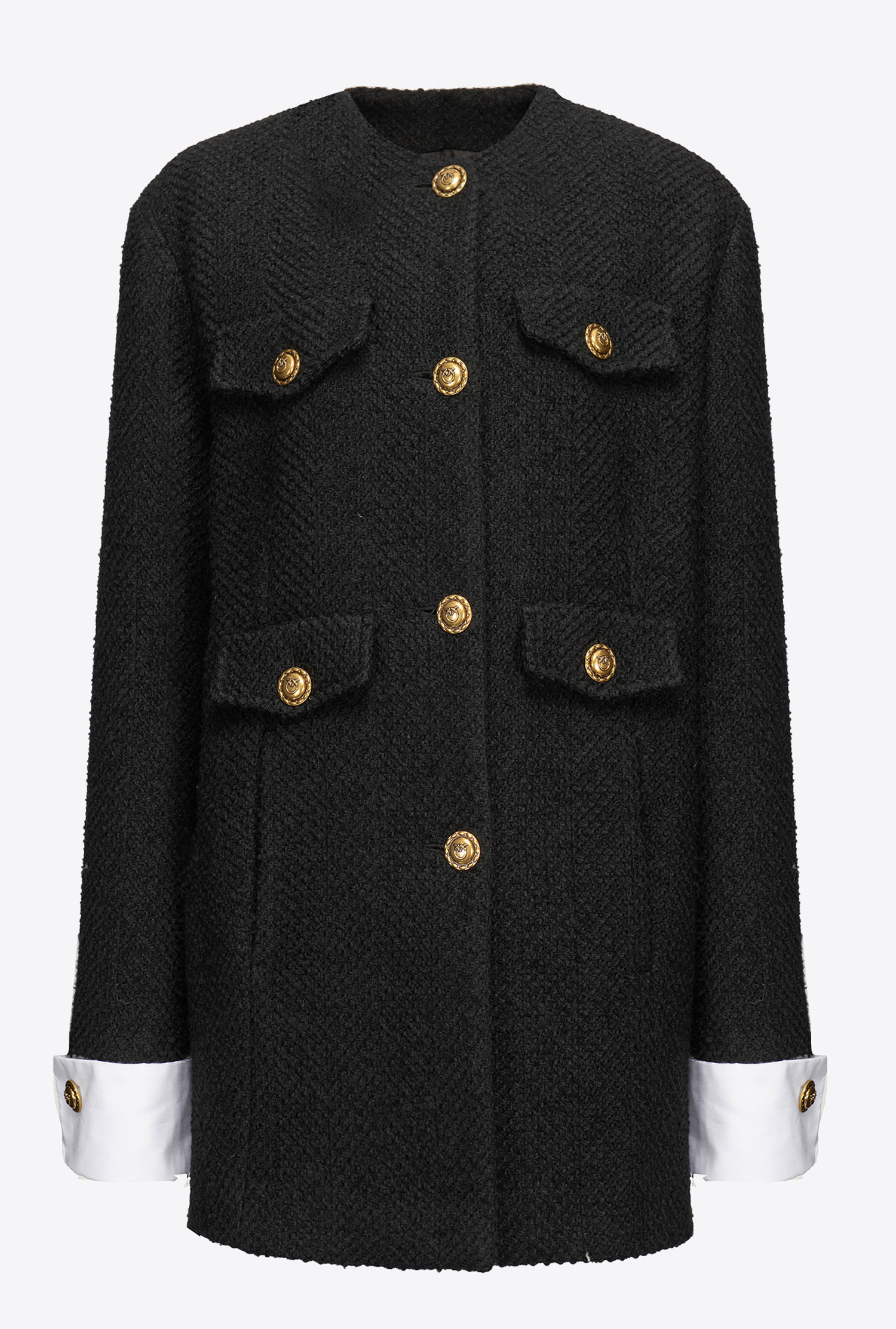 Bouclé pea coat with cuffs