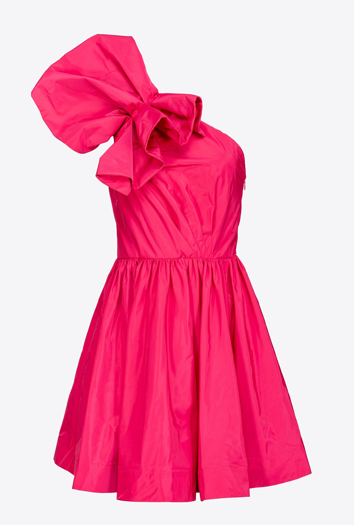 One-shoulder taffeta mini dress