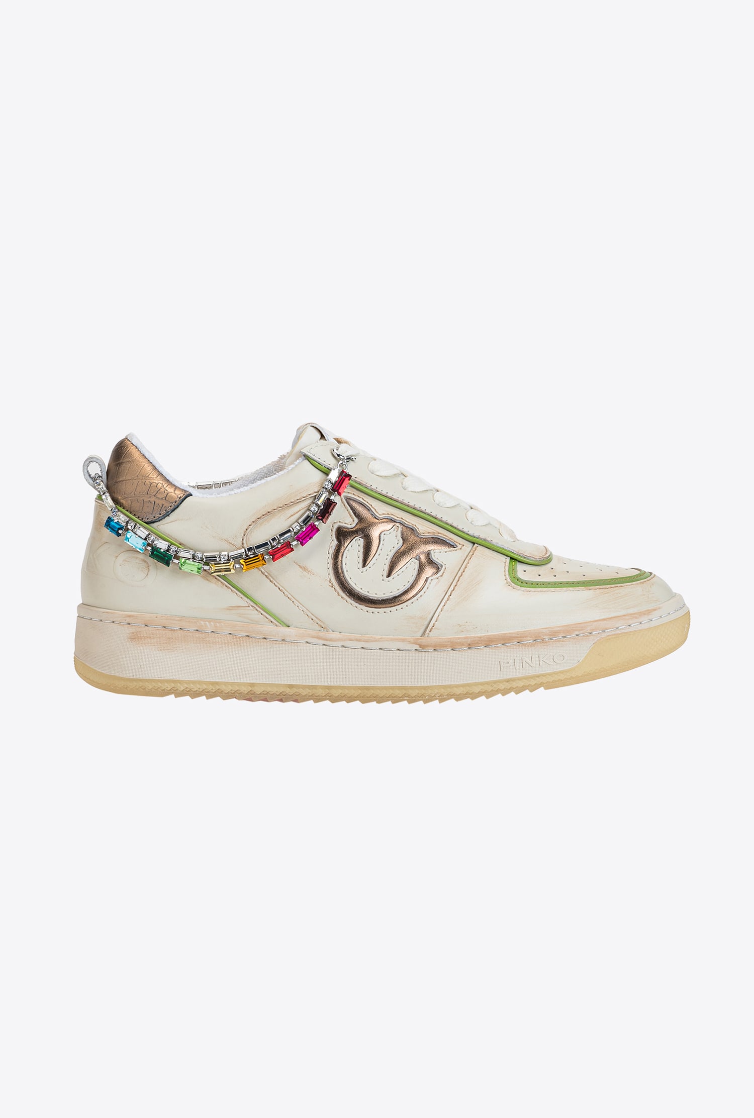 Flat sneakers with jewel detail