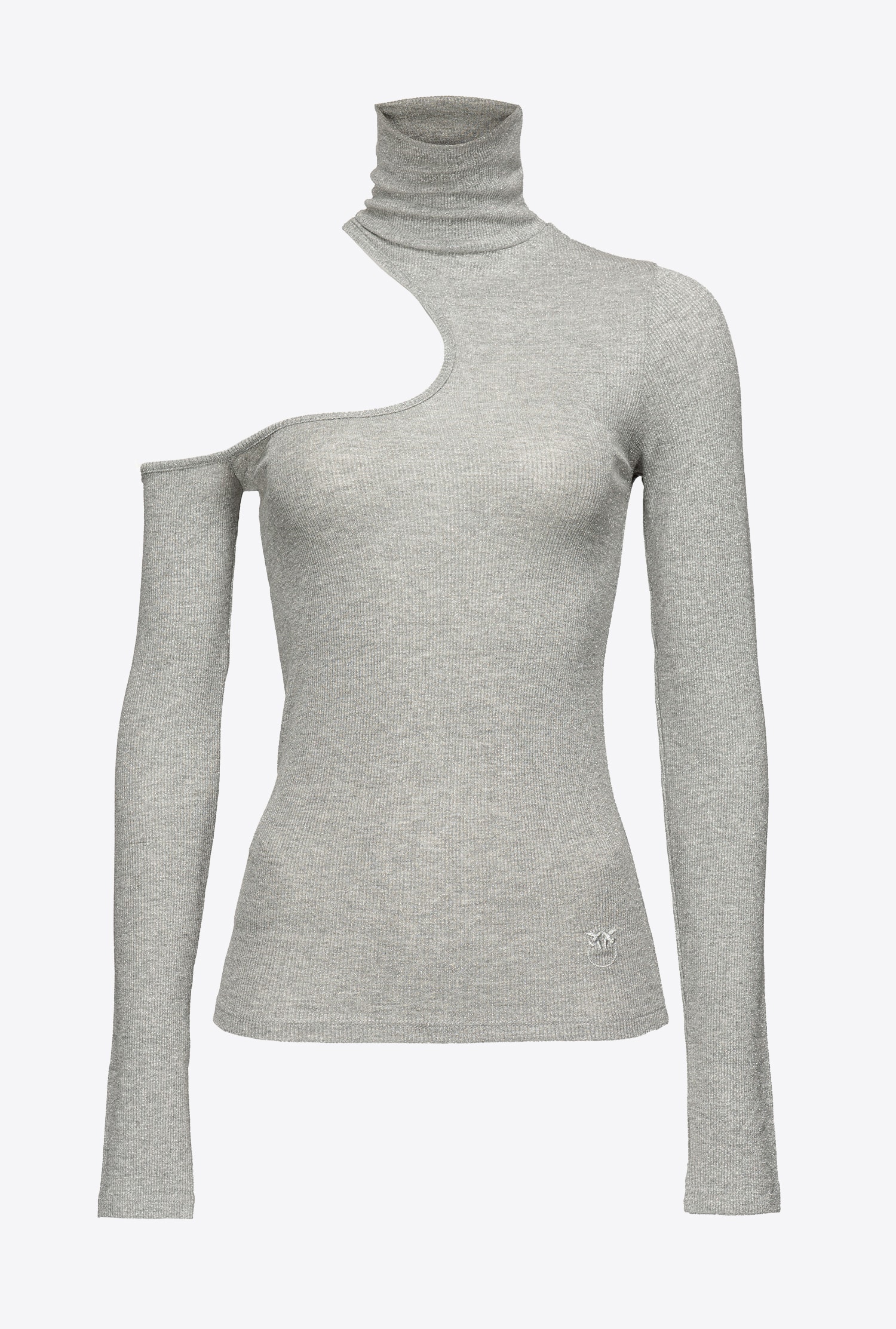 Ribbed lurex turtleneck sweater