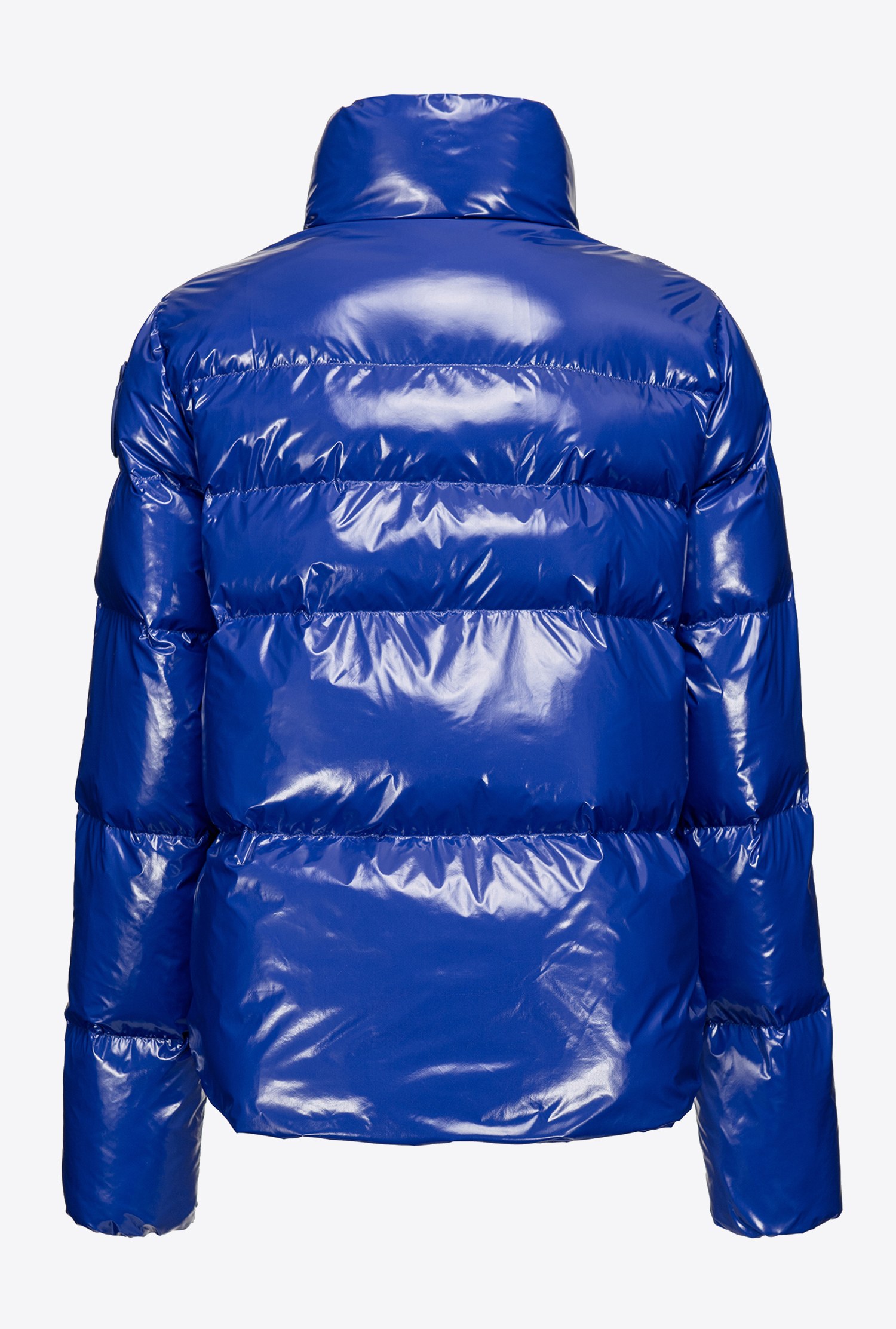 Padded crystal nylon pea jacket