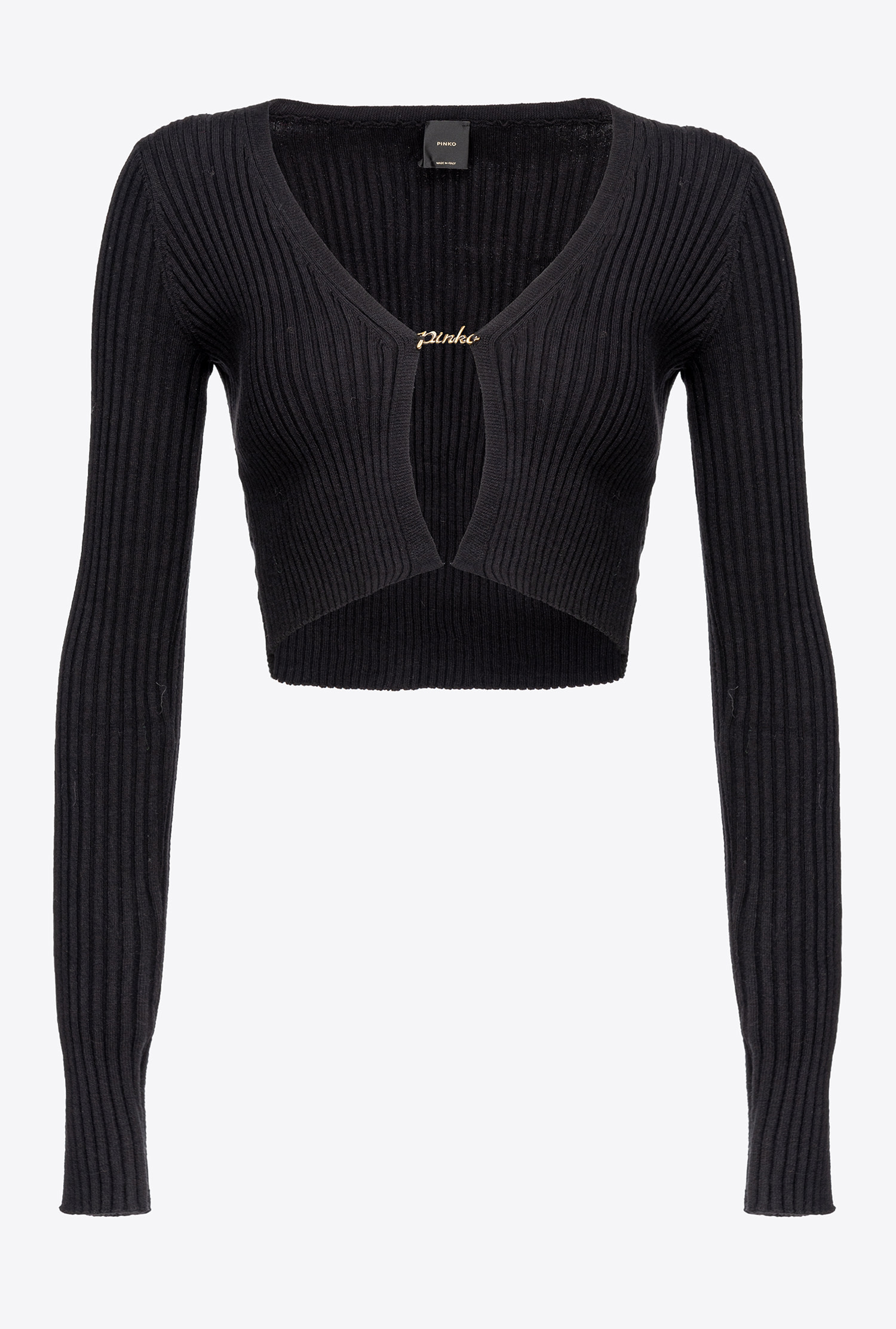 Cropped fine-rib cardigan