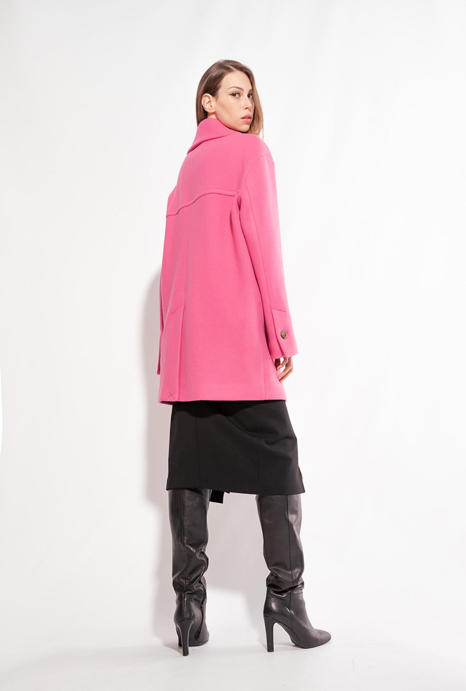 Washed cloth pea coat