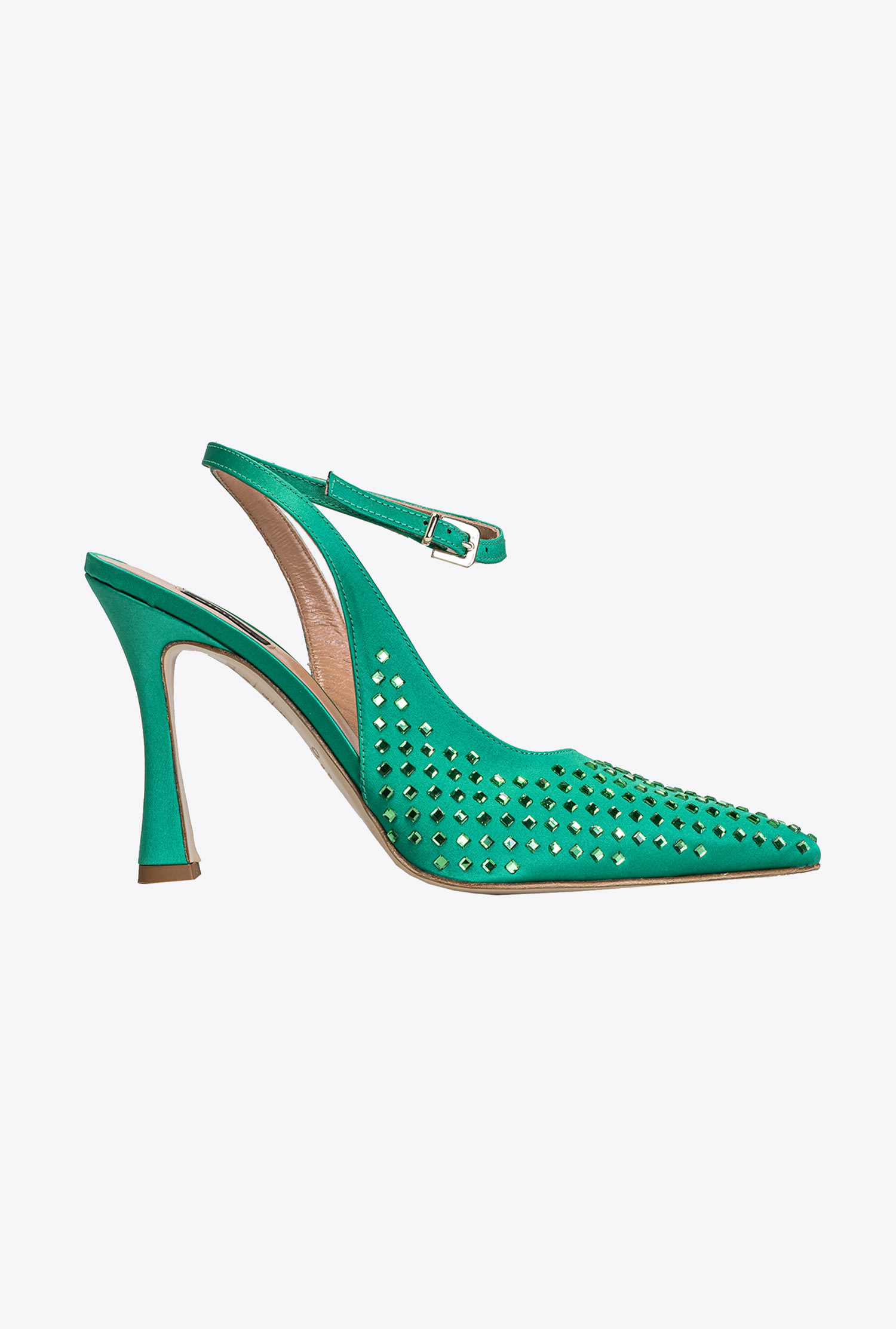Heeled slingbacks with rhinestones