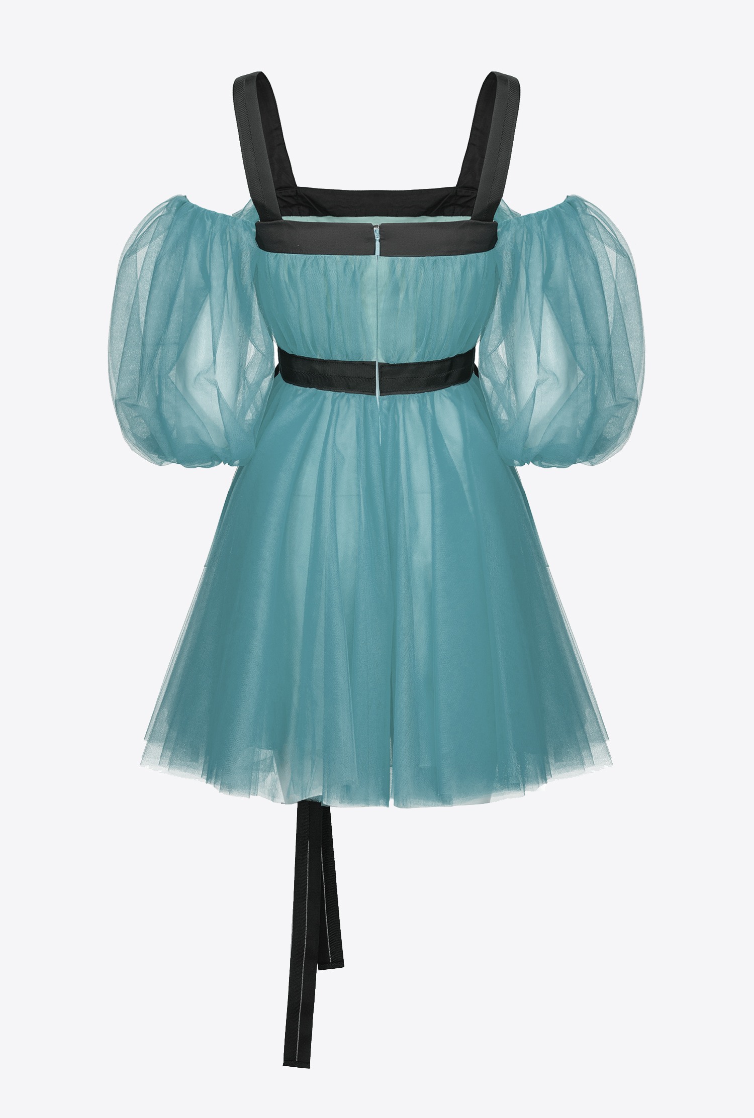 Tulle mini dress with balloon sleeves