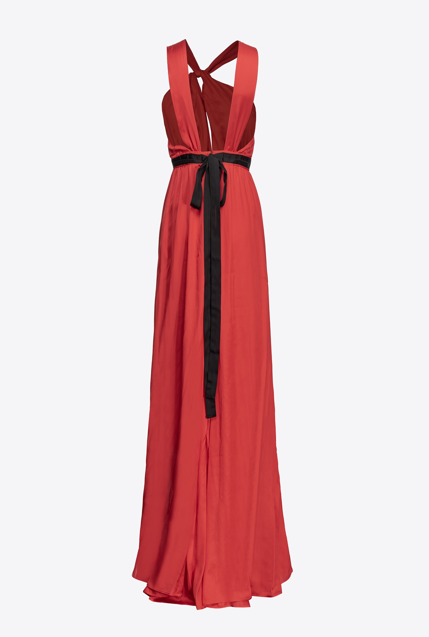 Long, one-shoulder satin dress