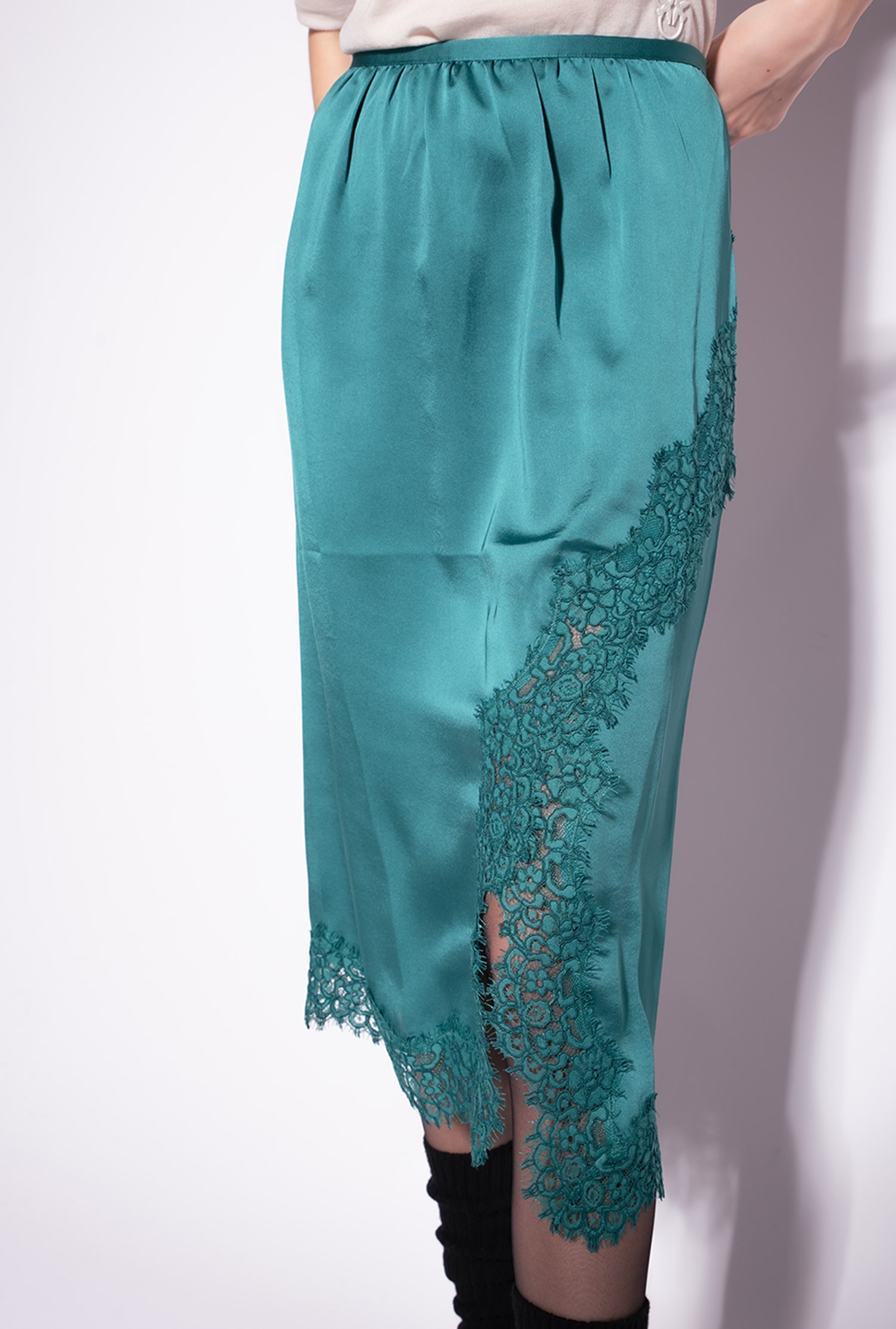 Satin and lace skirt