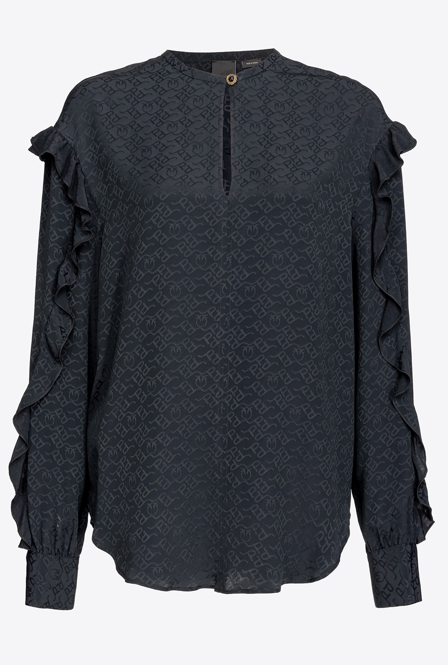 Silk jacquard blouse with logo