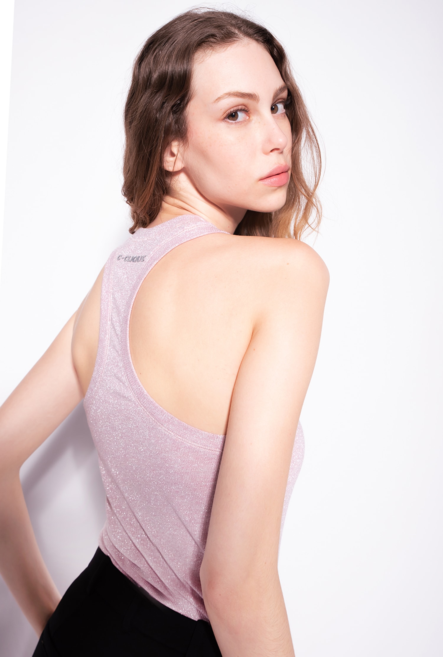 Ribbed lurex vest top