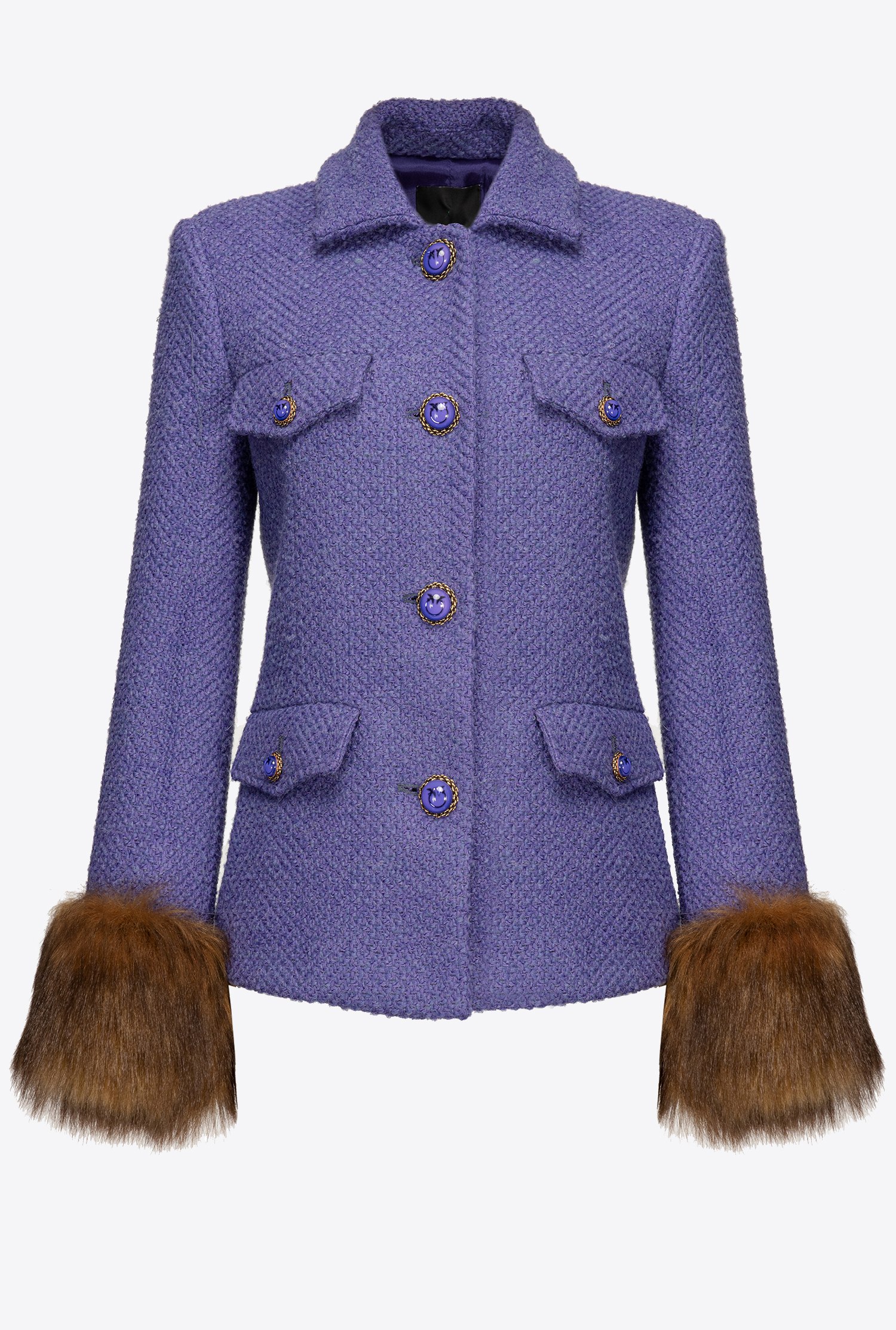 Bouclé jacket with faux fur