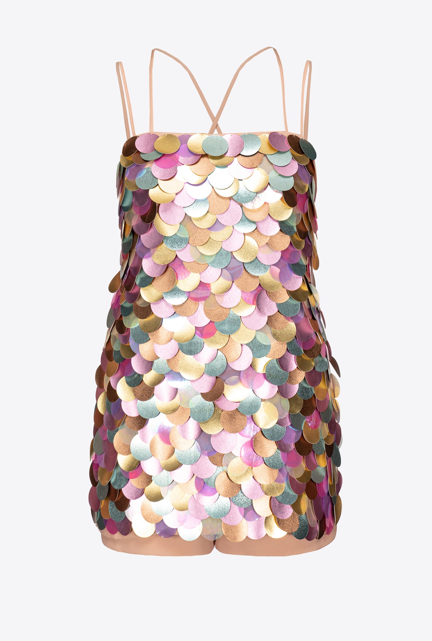 Macro-sequinned vest top and shorts