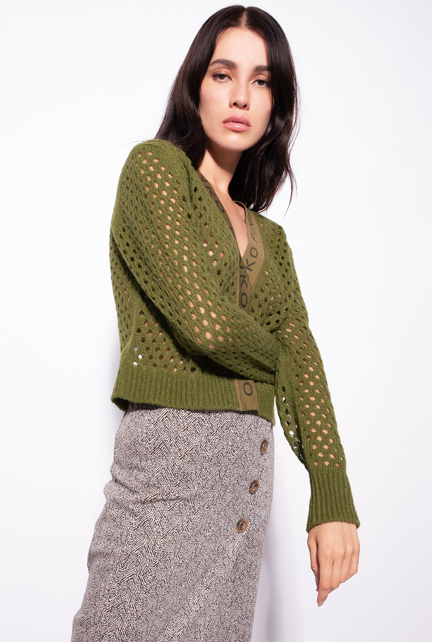 Mesh-knit cardigan