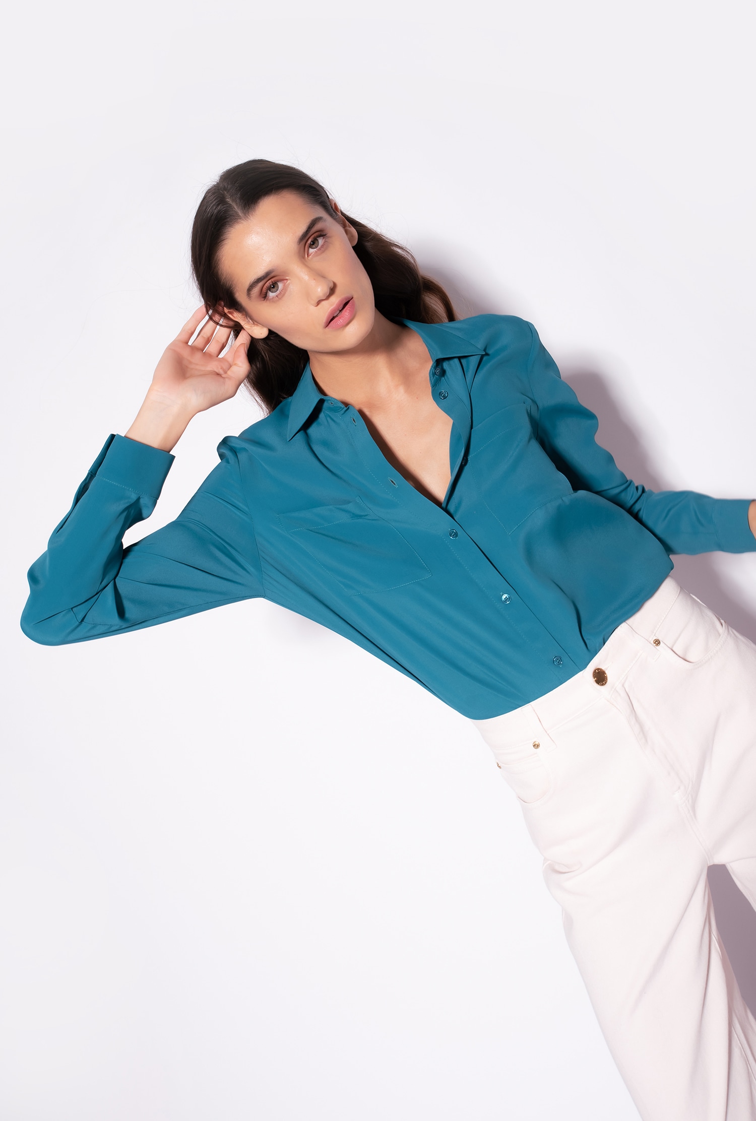 Silk-blend shirt with breast pocket