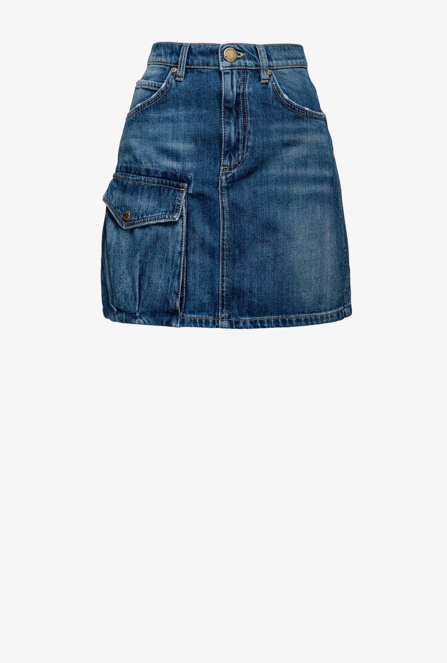 Cargo-style denim mini skirt