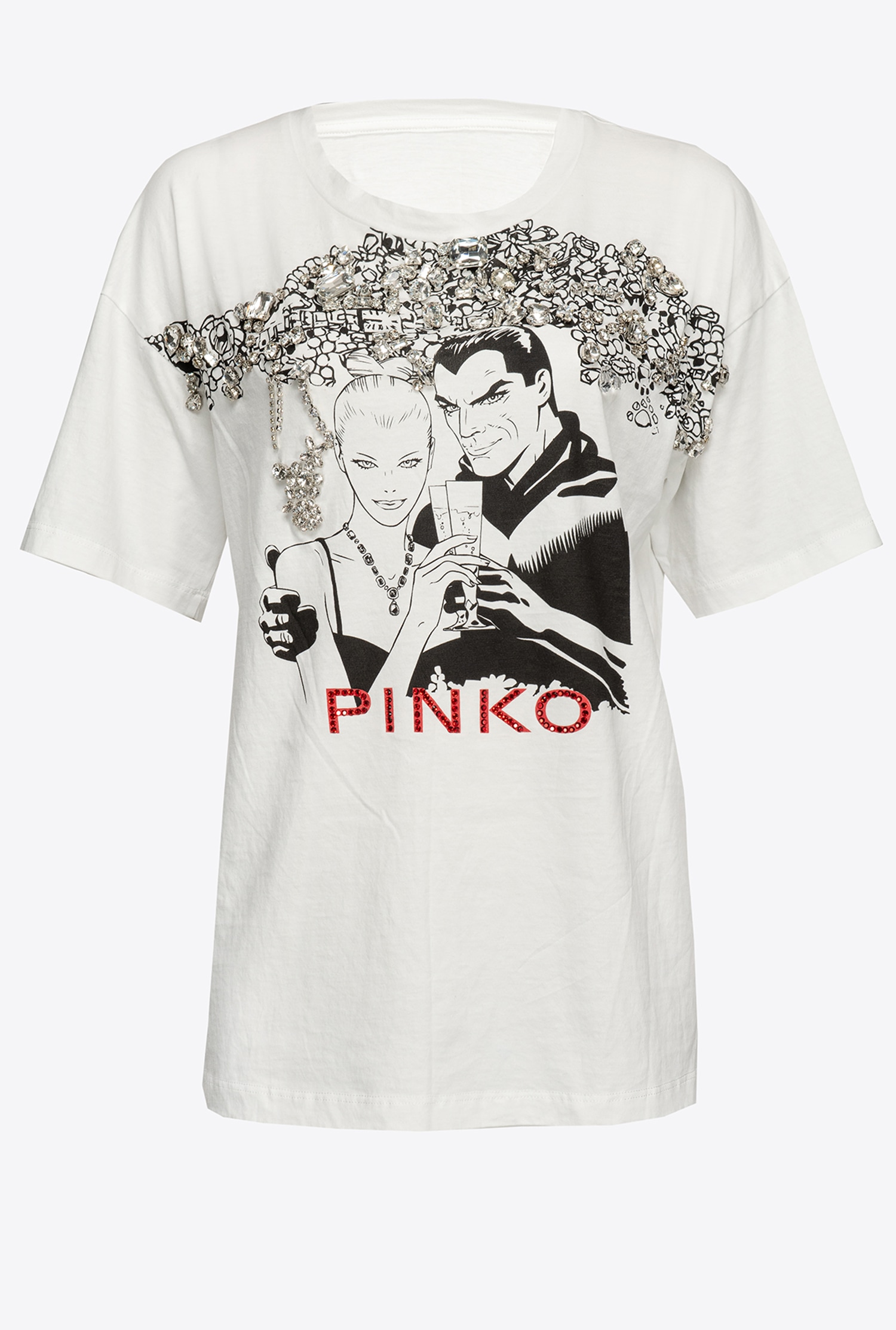 Bejewelled PINKO Diabolik T-shirt