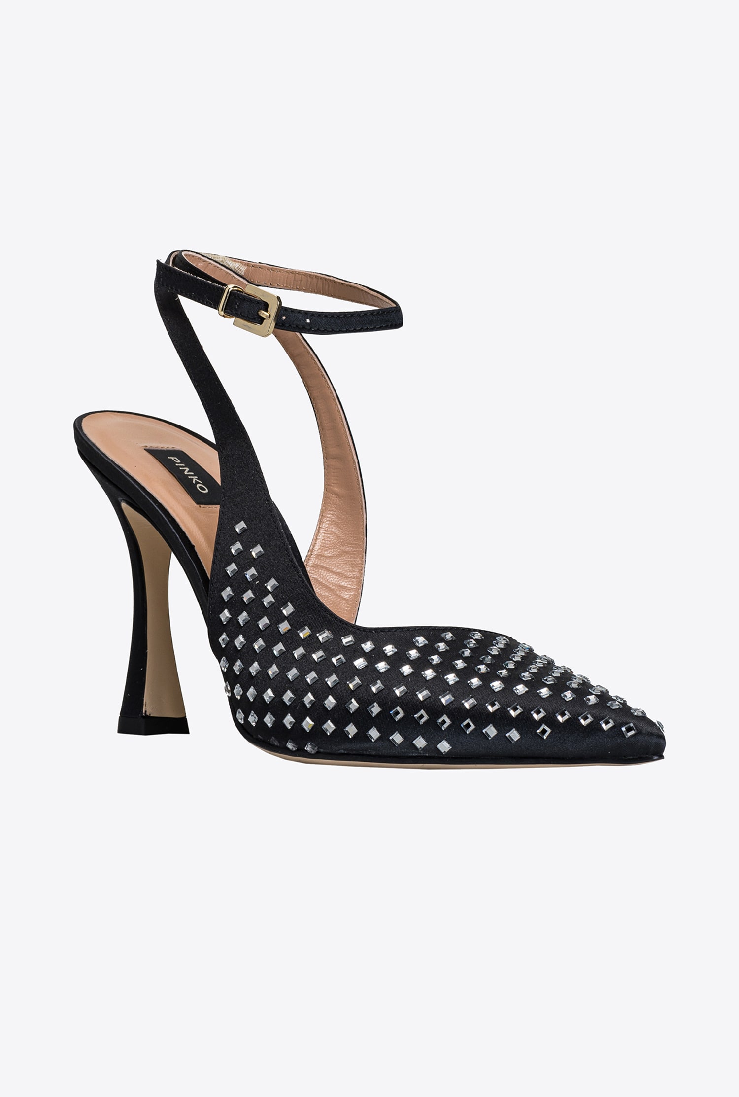 Heeled slingbacks with rhinestones