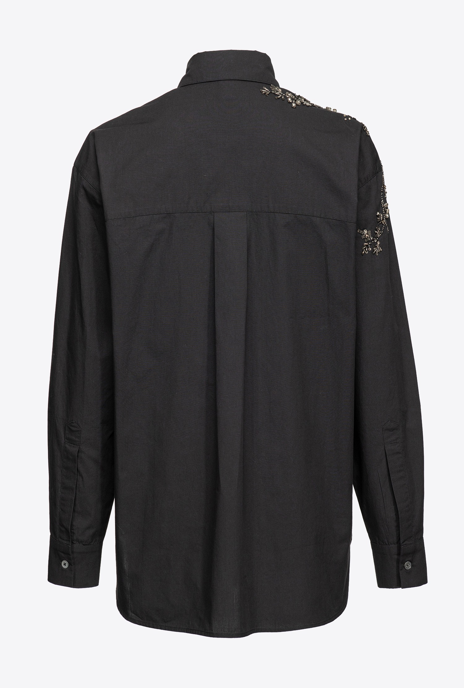 Poplin shirt with floral embroidery