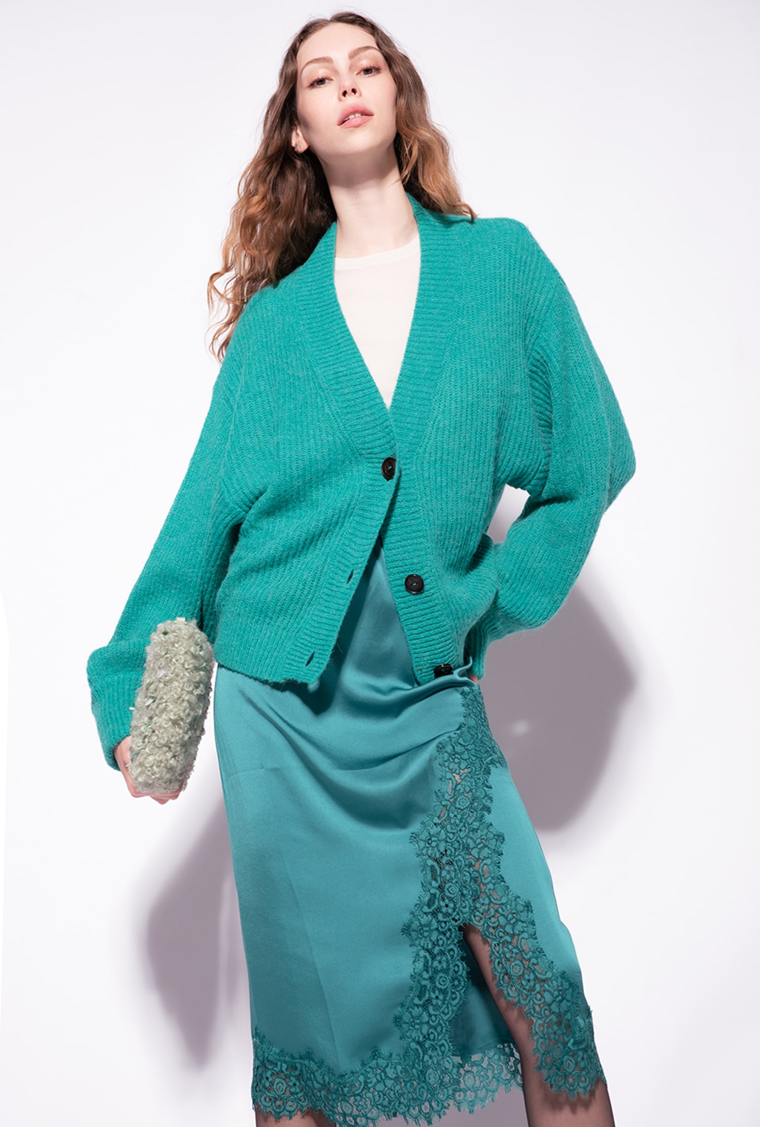 Satin and lace skirt