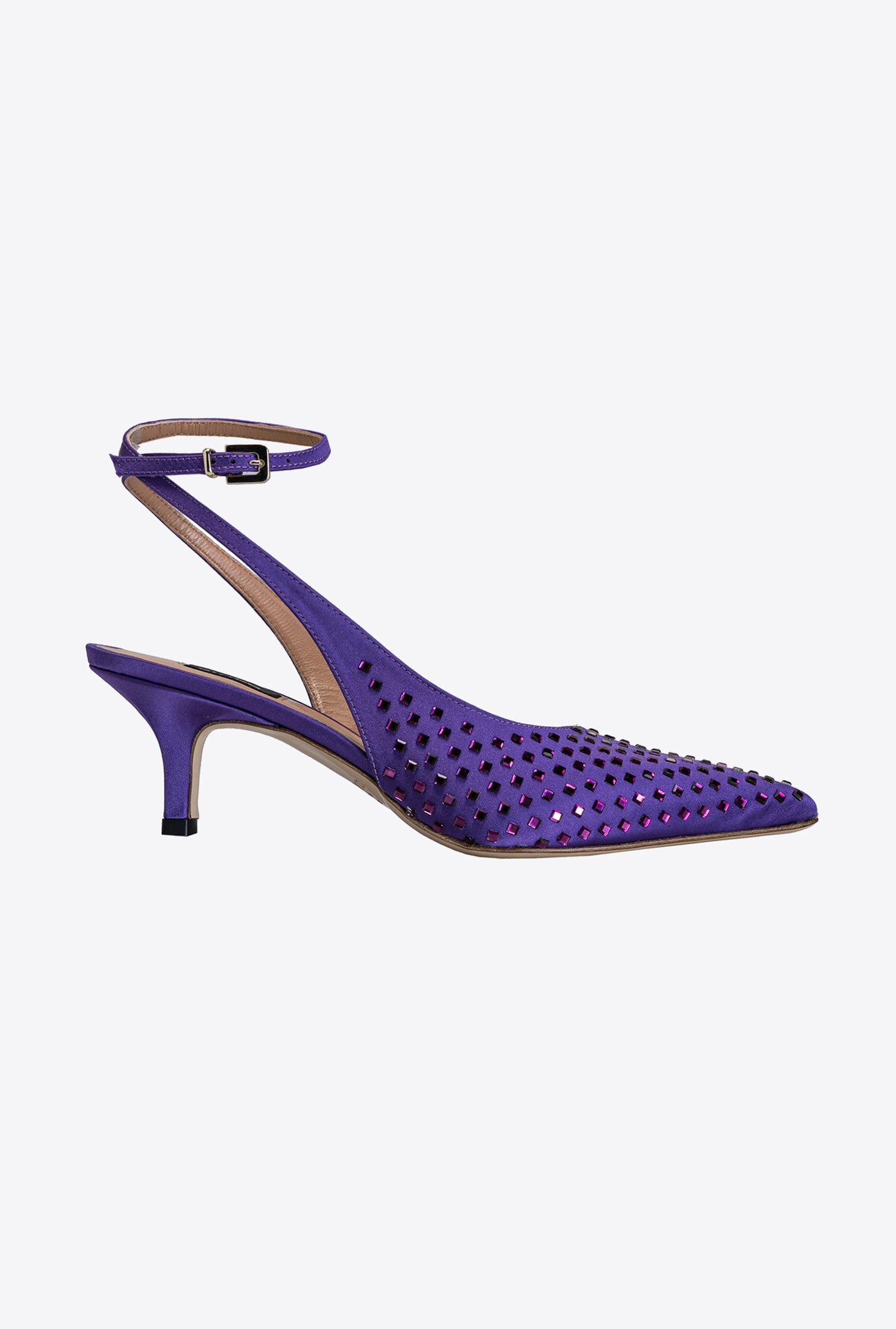 Satin slingbacks with rhinestones