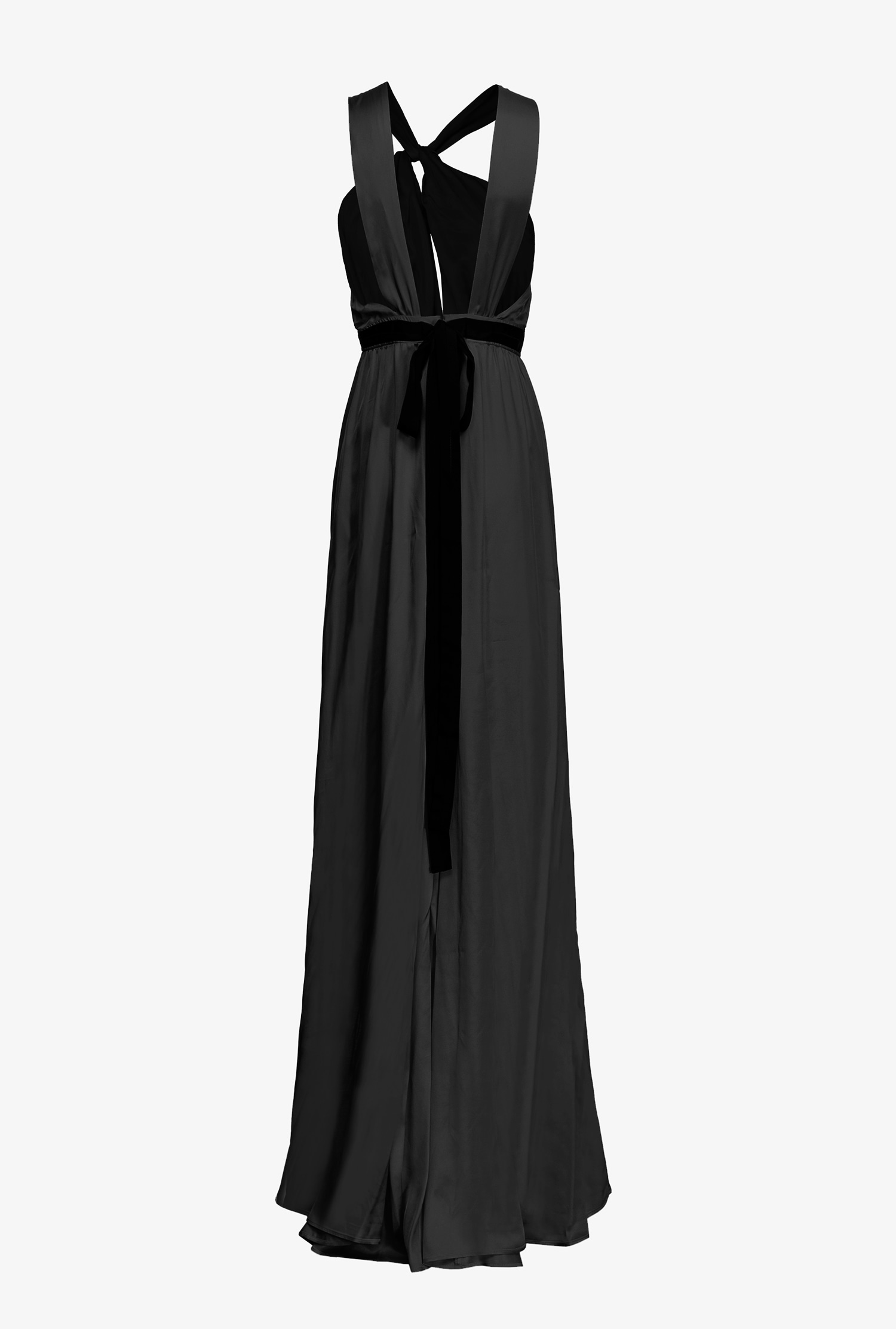 Long, one-shoulder satin dress