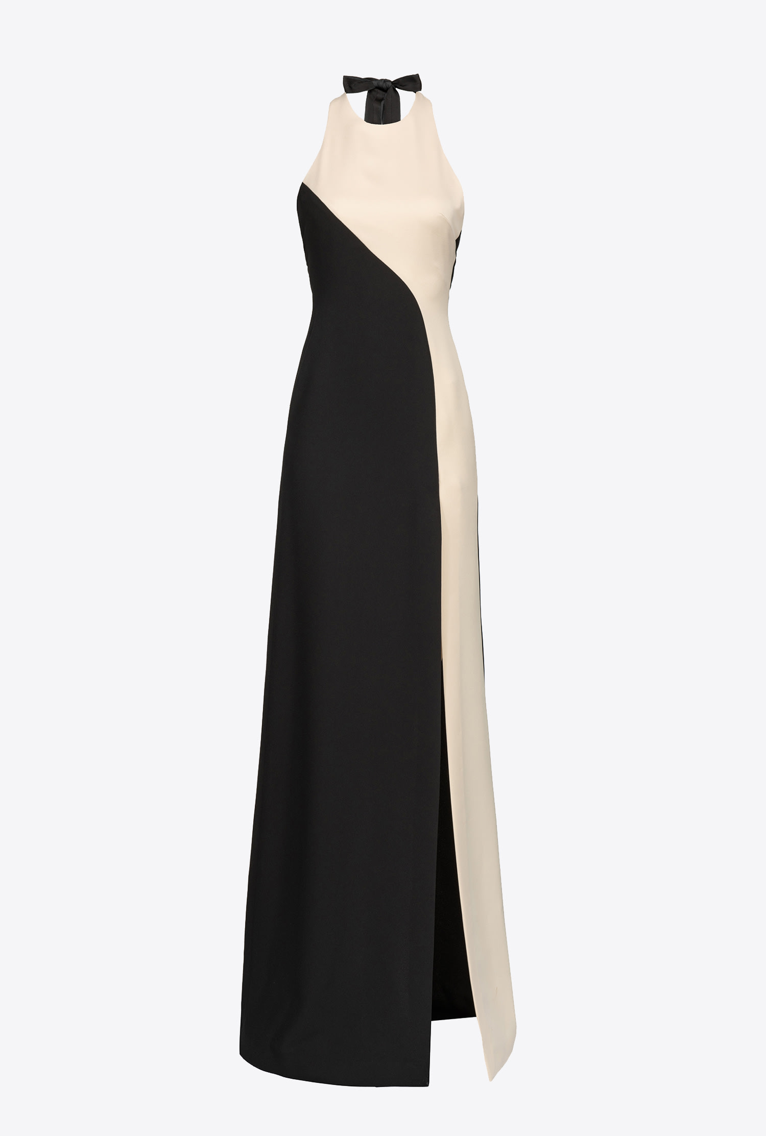 Long two-tone satin dress
