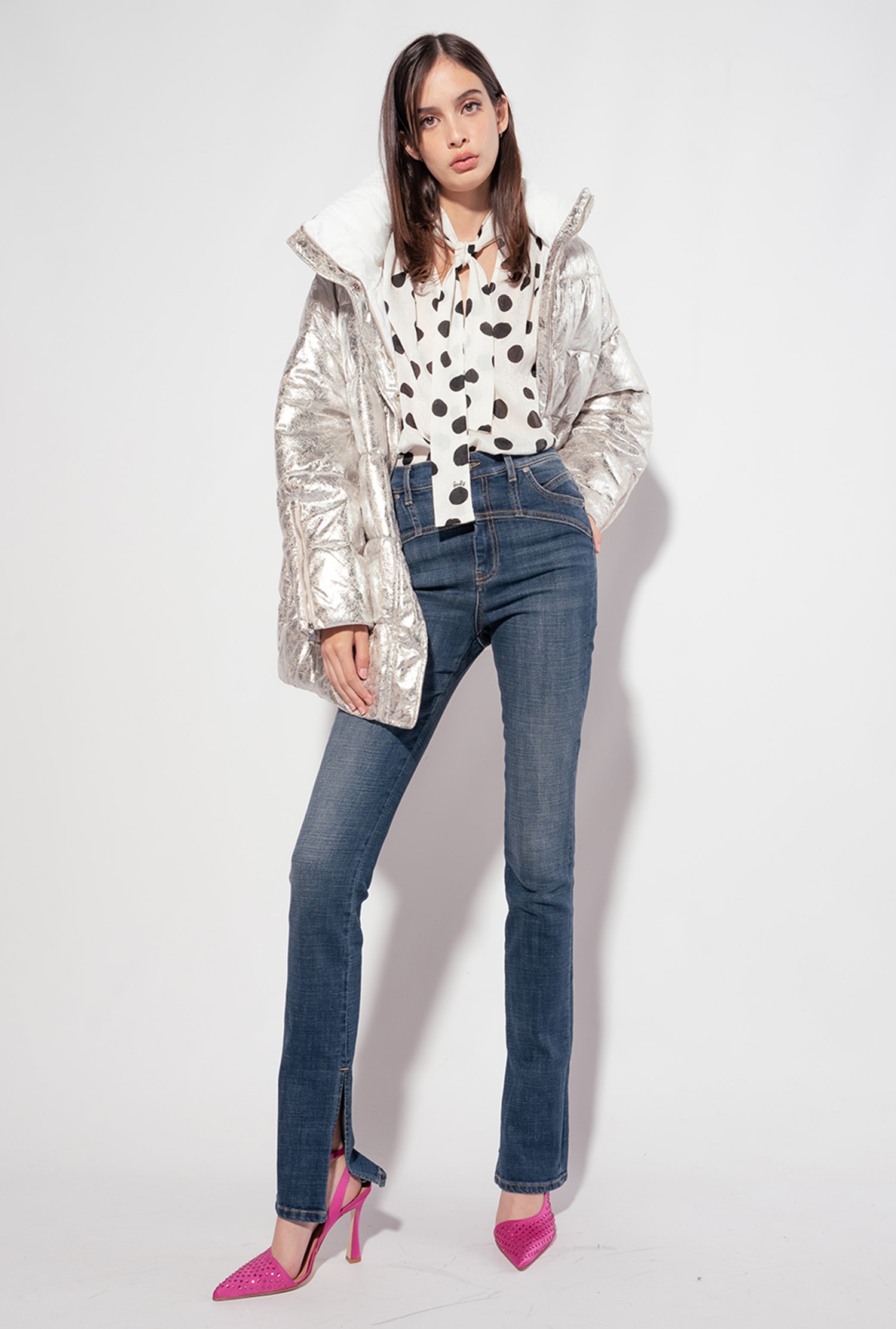 Boxy polka-dot blouse