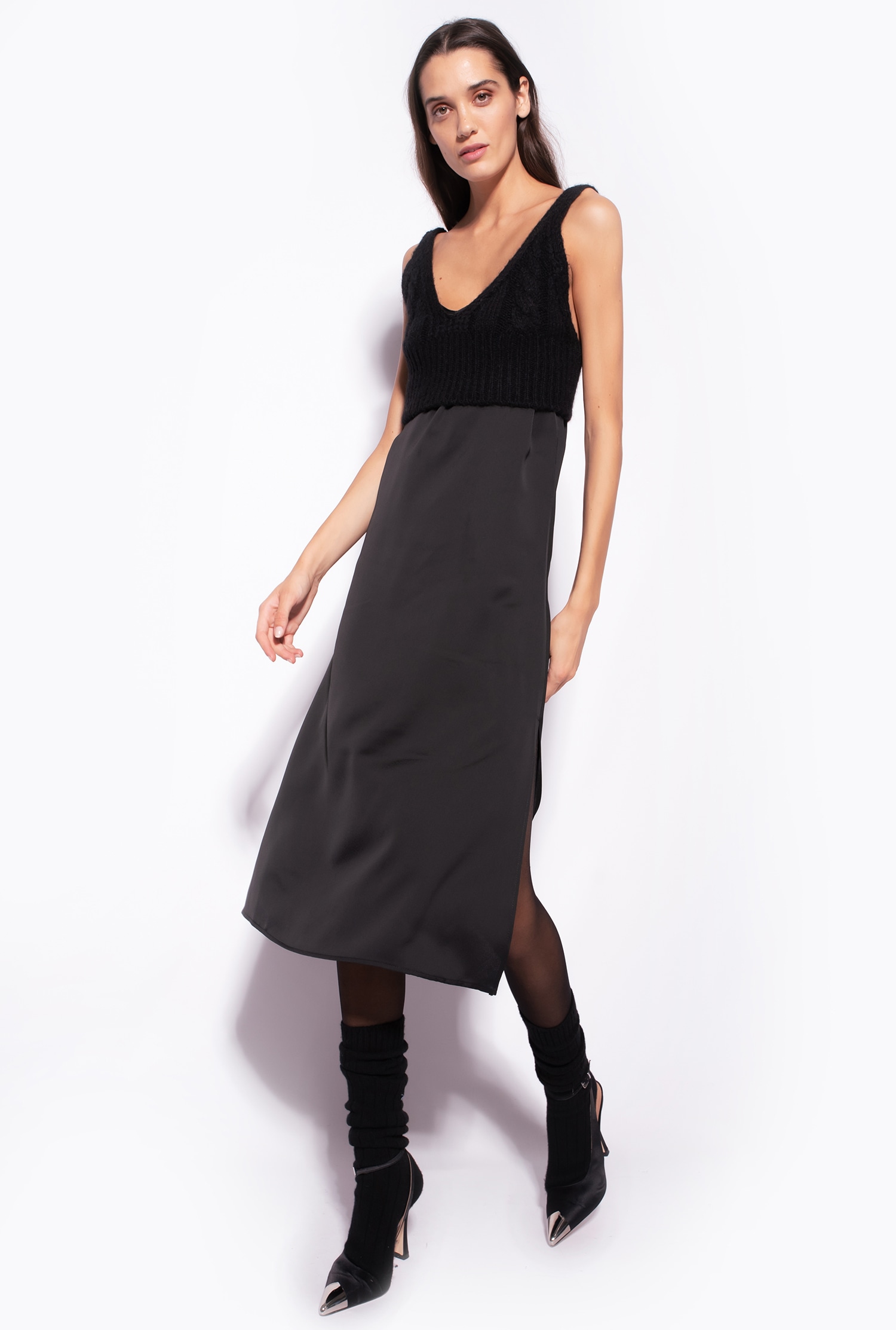 Dress with knit top