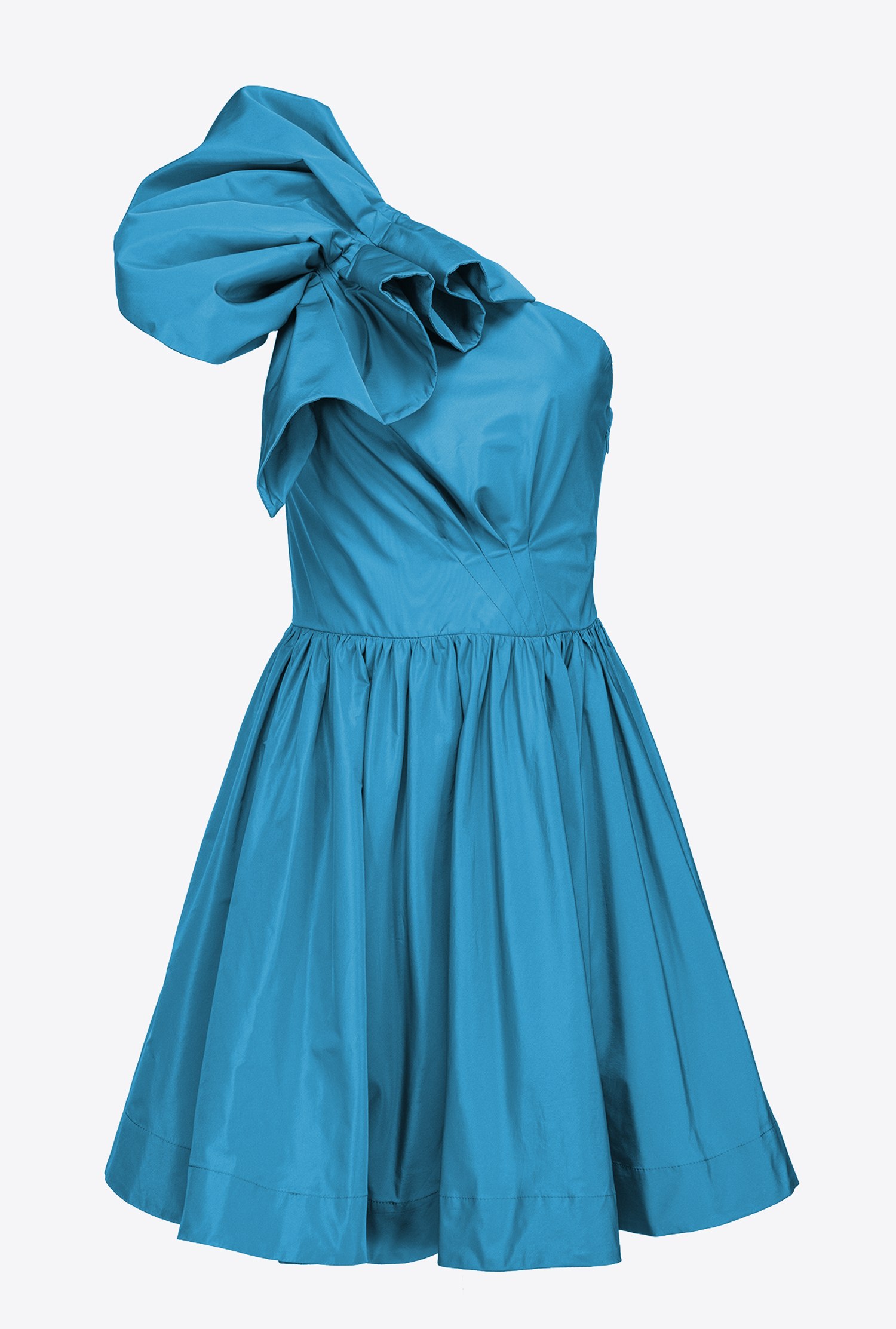 One-shoulder taffeta mini dress