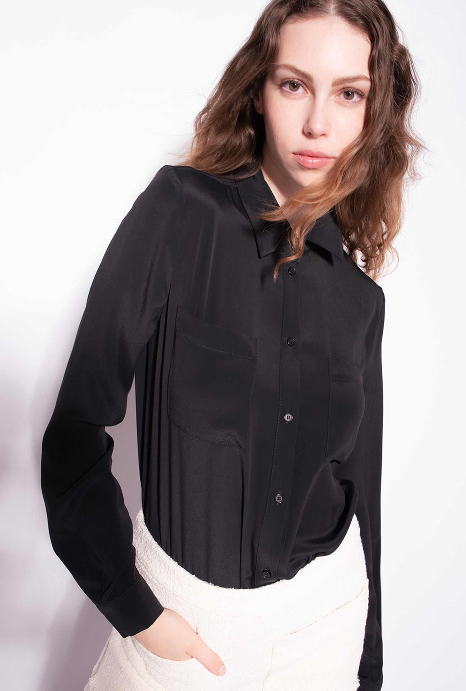 Silk-blend shirt with breast pocket