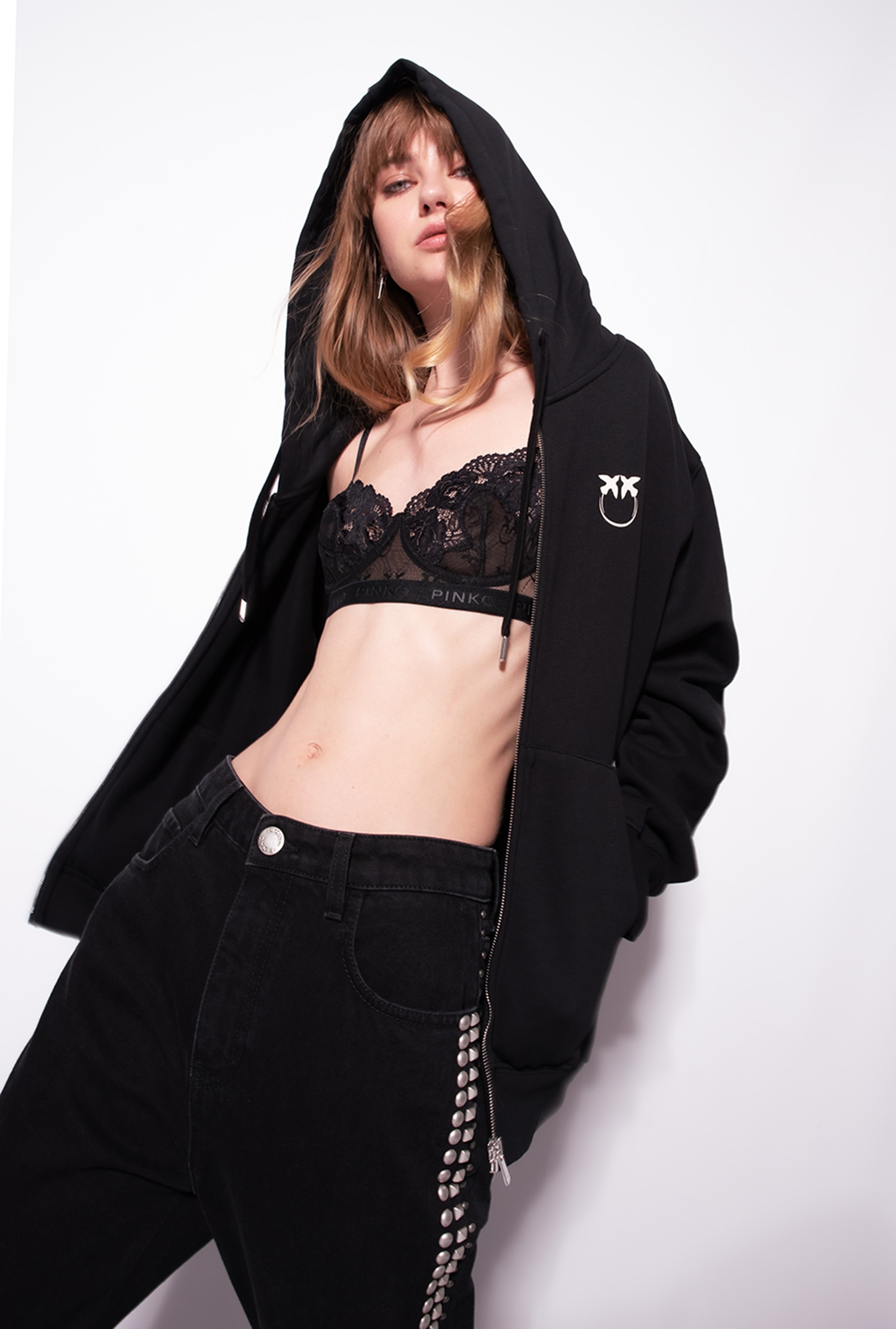 Zipped sweatshirt with Love Birds logo