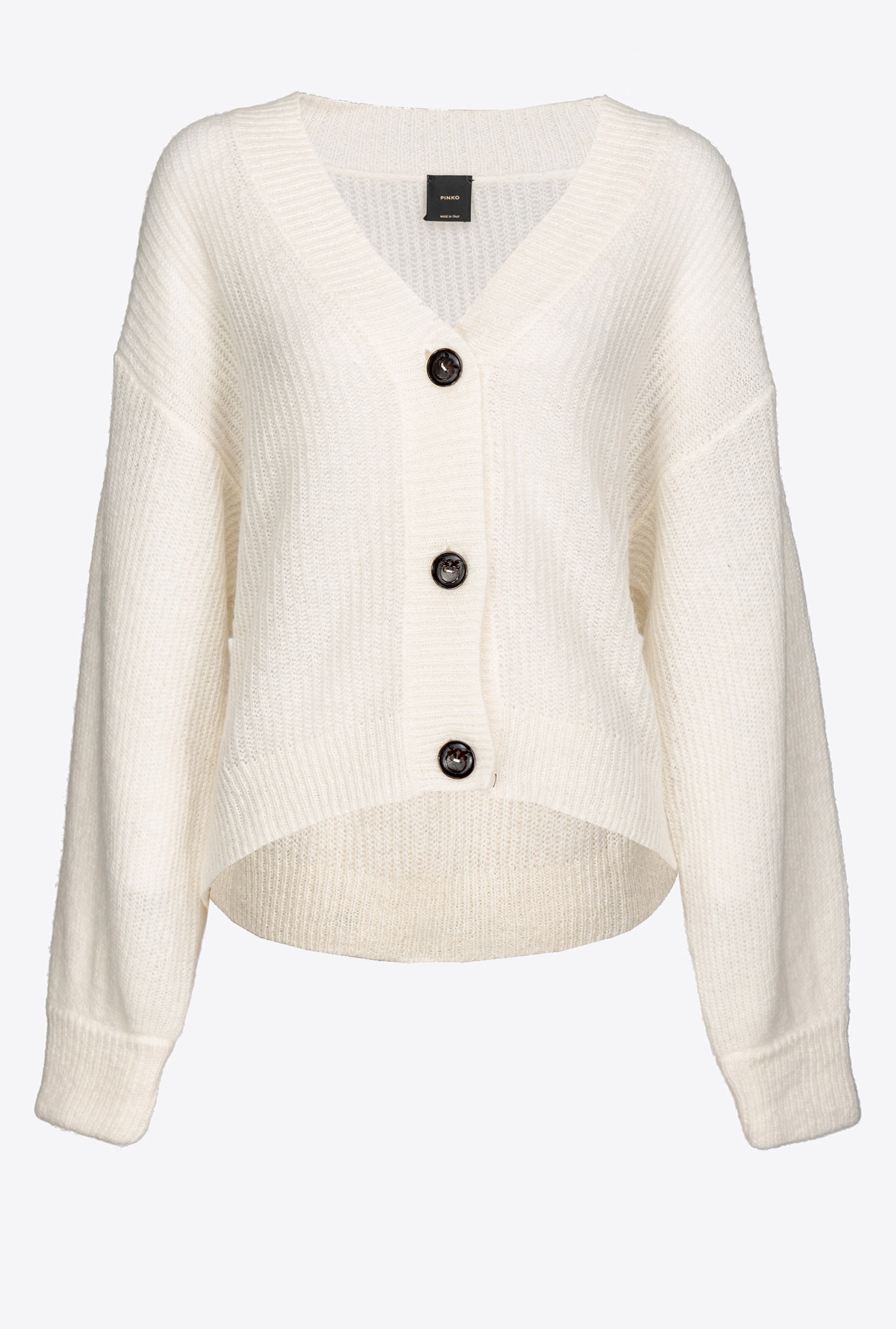 Cropped rib-knit cardigan