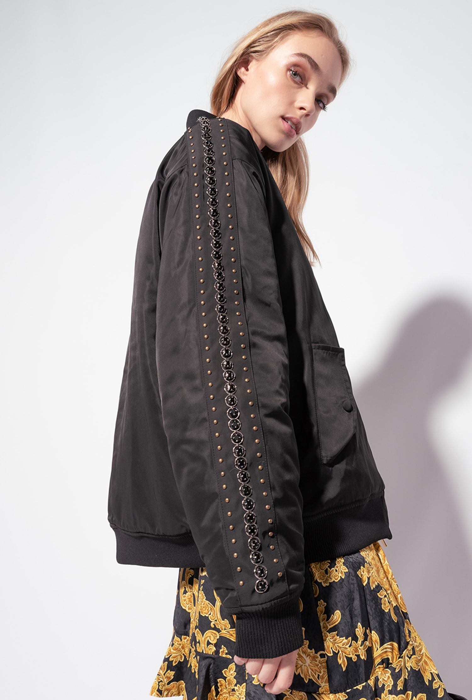 Rhinestone bomber jacket