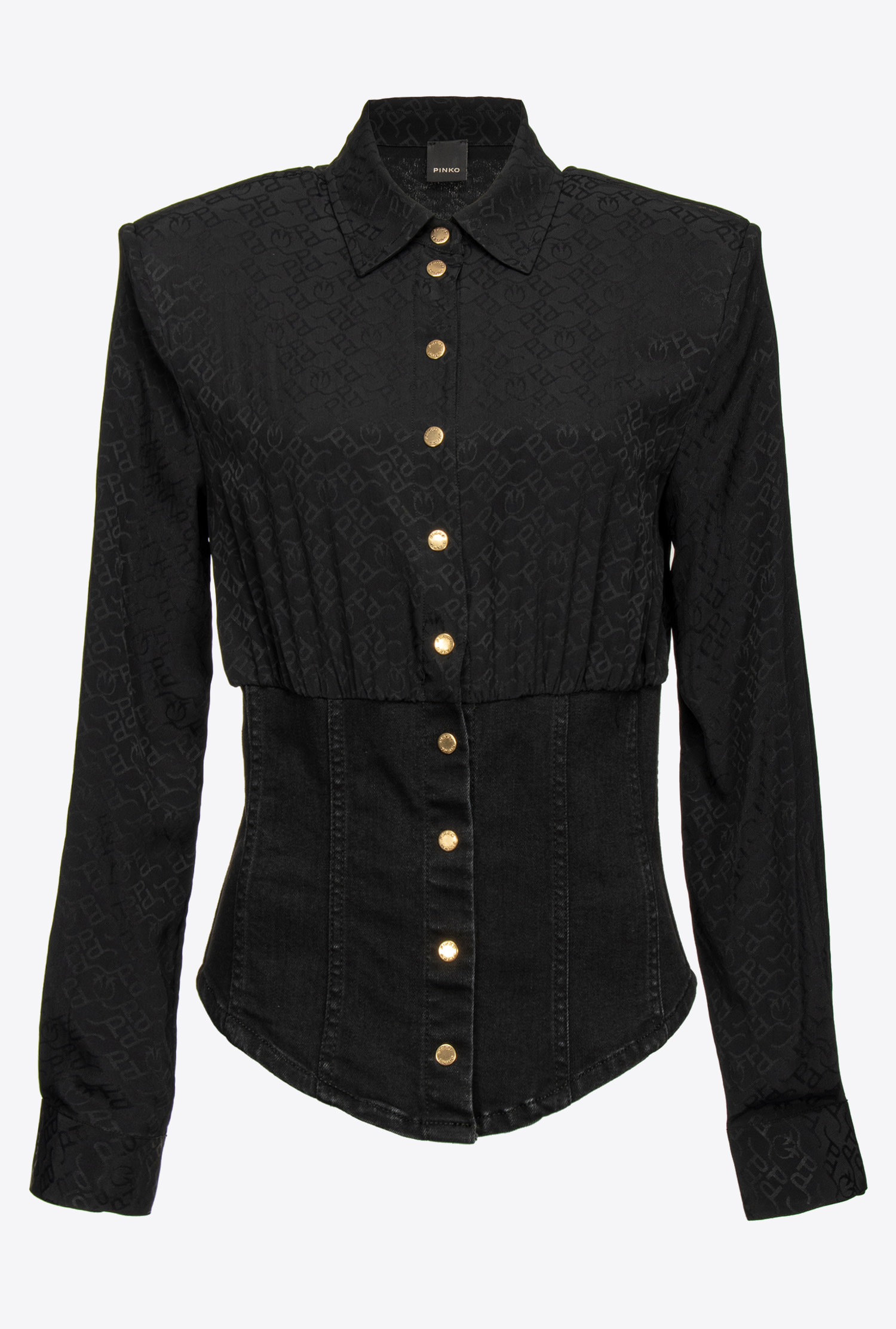 Denim and jacquard shirt