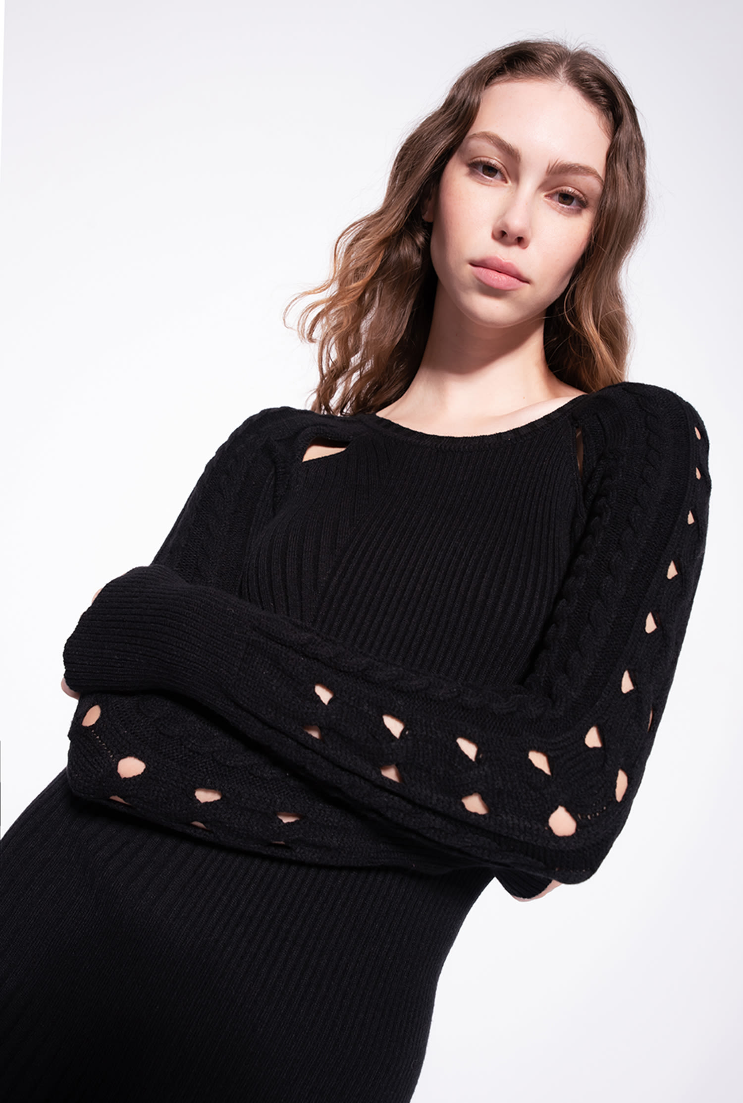 Cable-knit mini dress