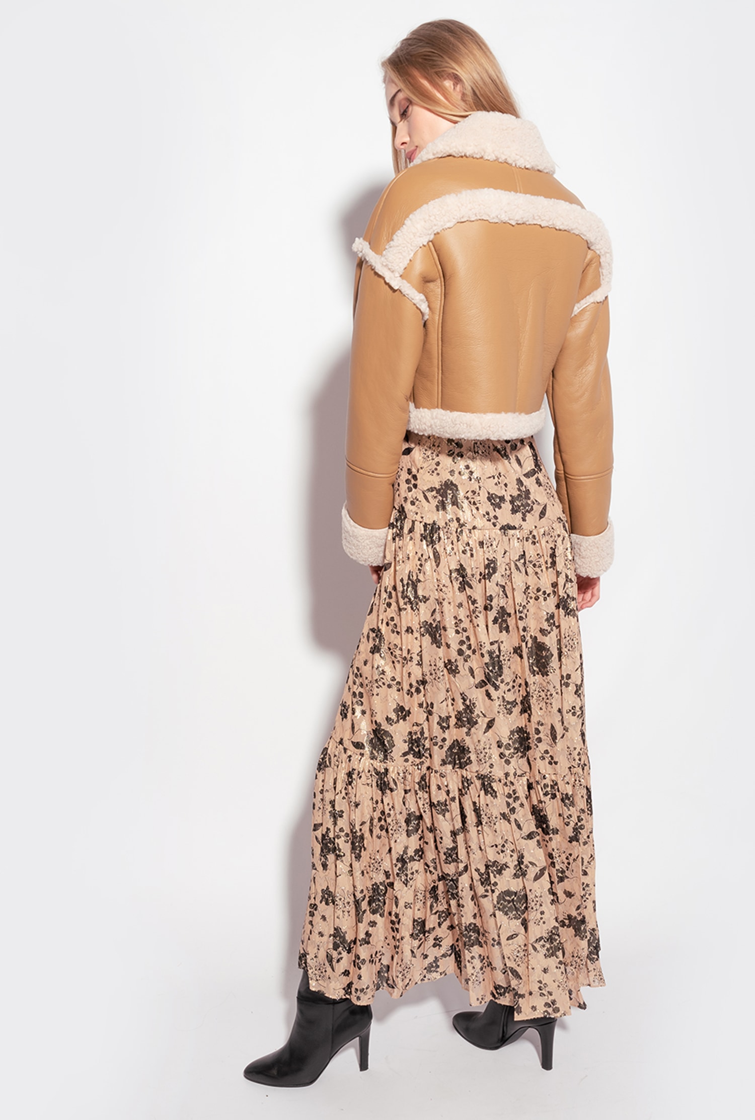 Sheepskin-effect cropped jacket