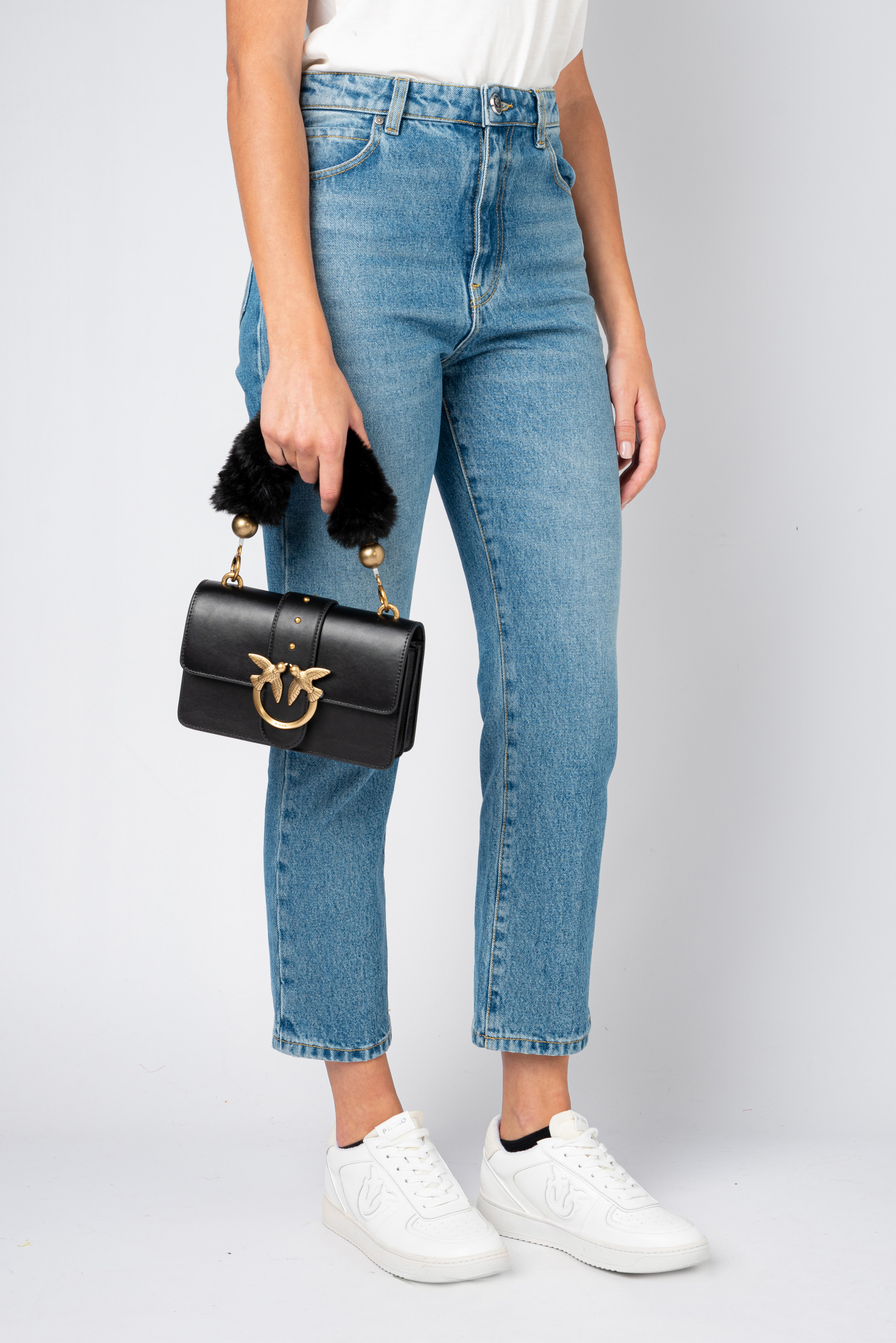 Mini Love Bag Icon with faux fur shoulder strap