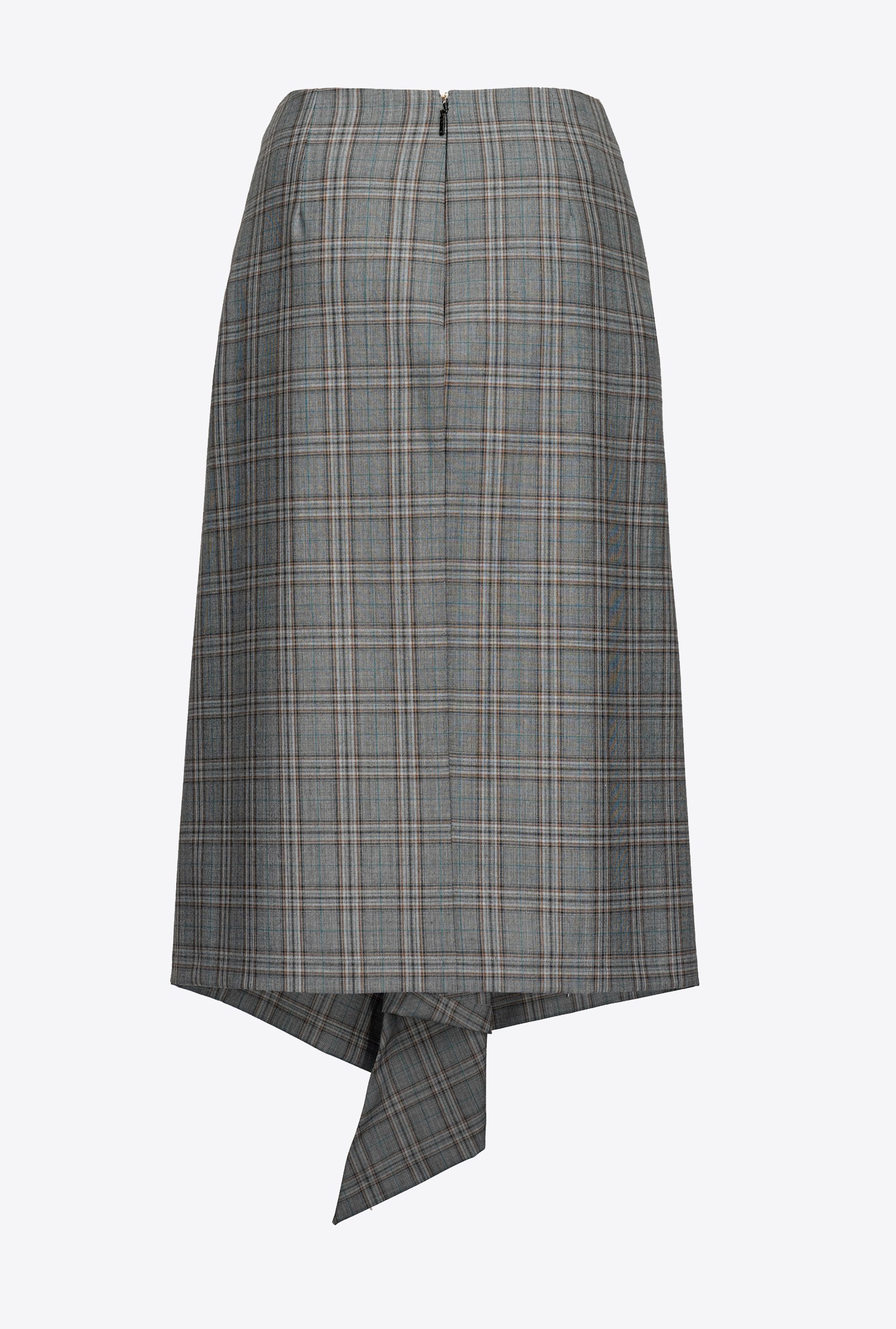 Calf-length check skirt