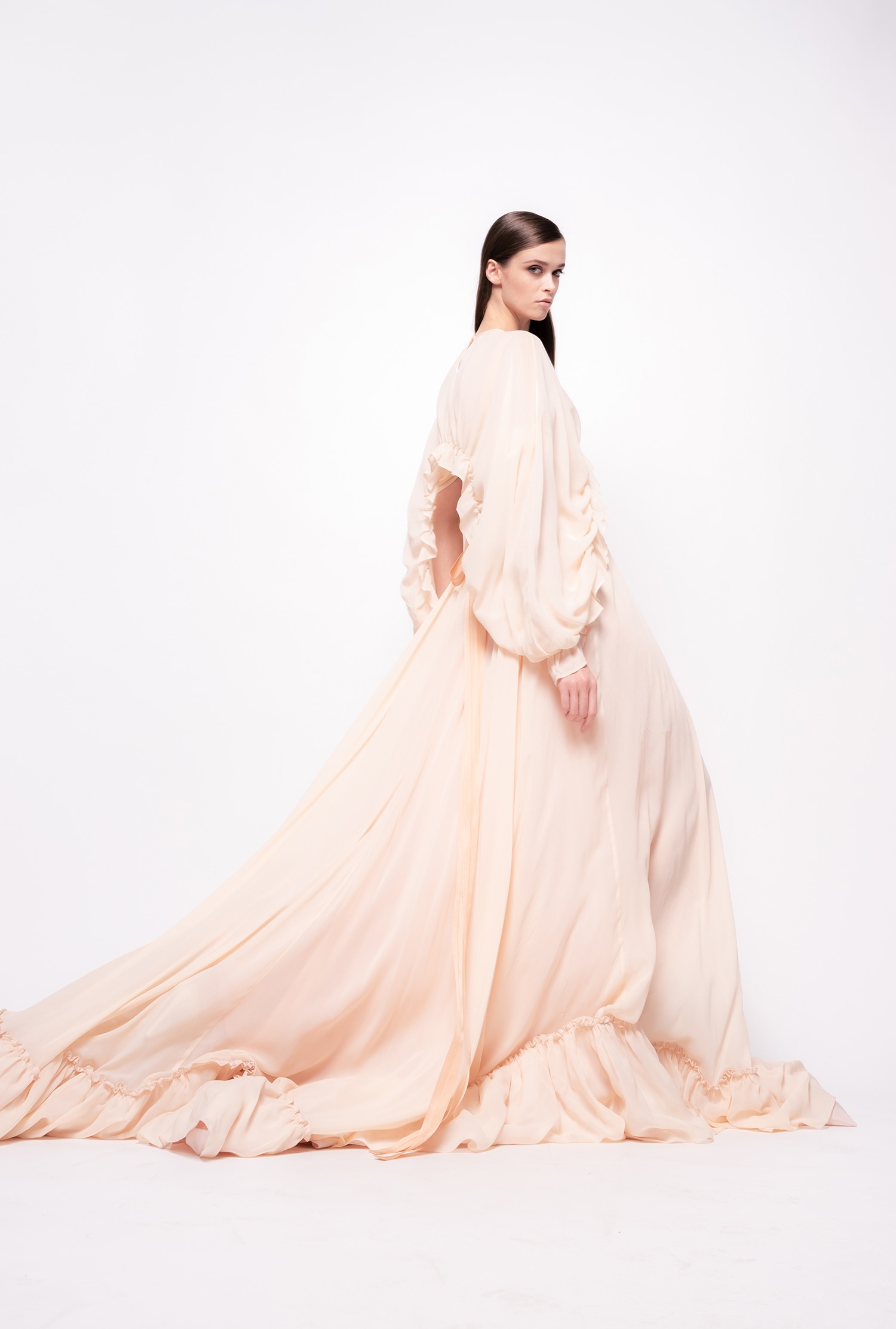 Long georgette bustier dress