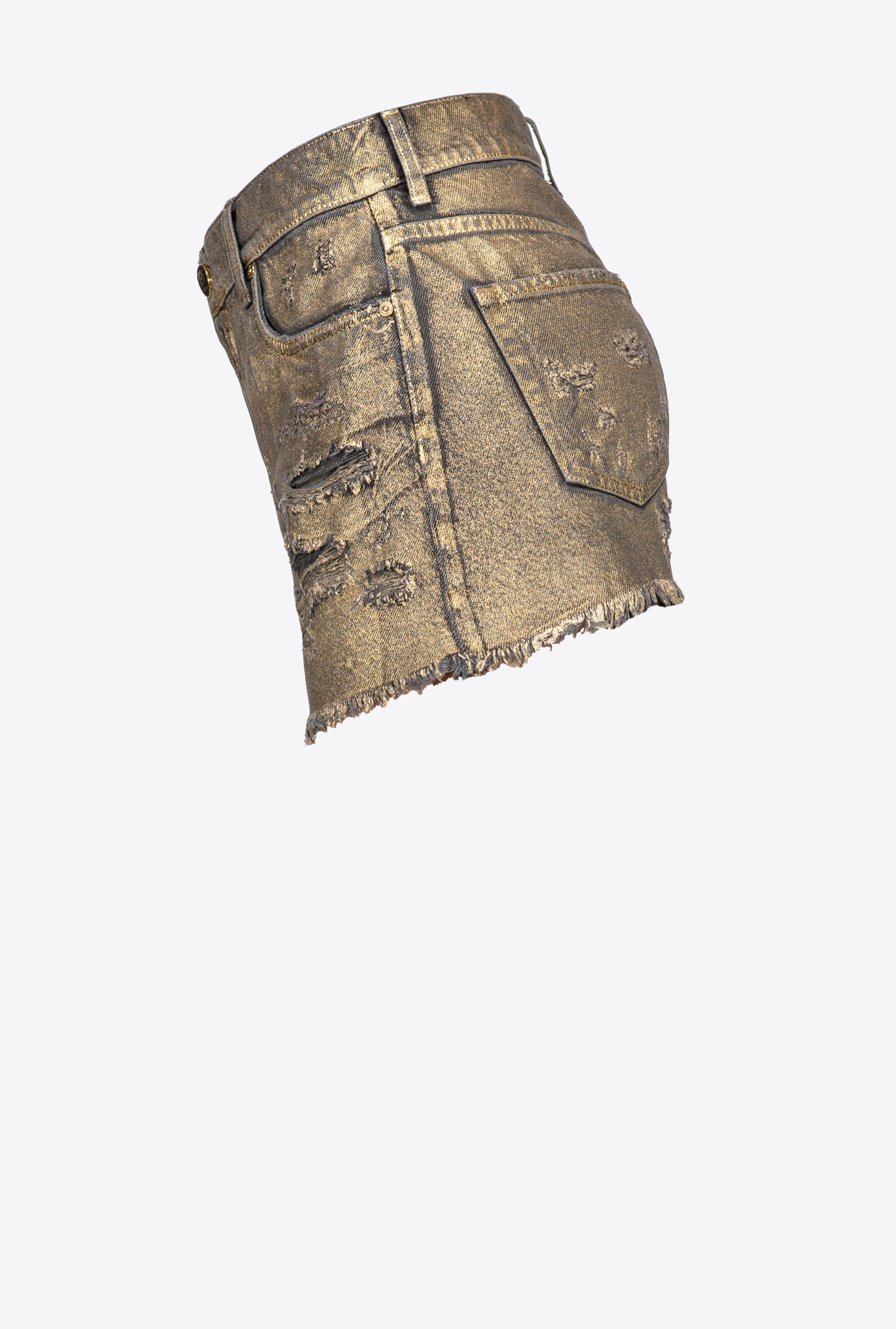 Laminated denim shorts