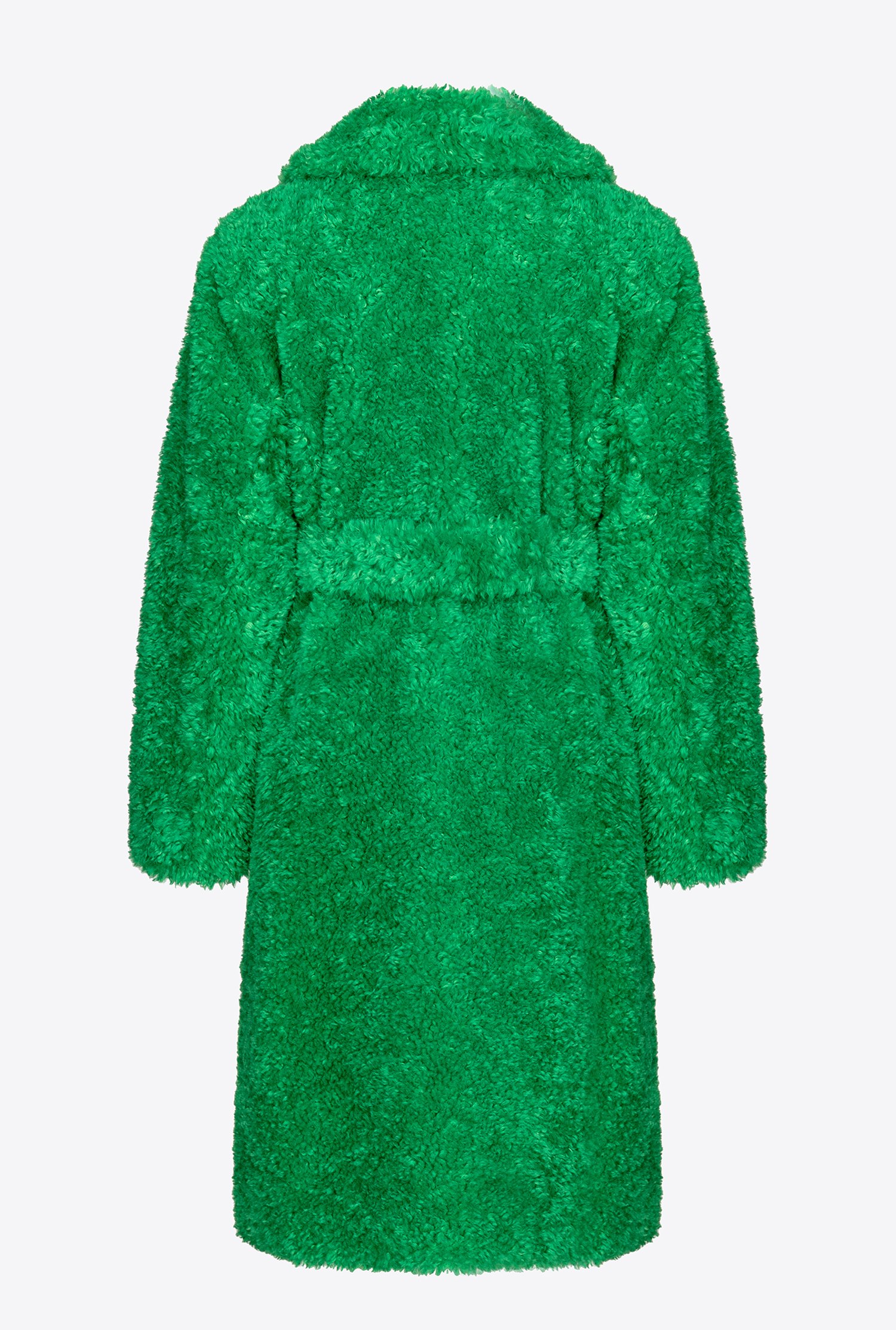 Faux fur coat with belt