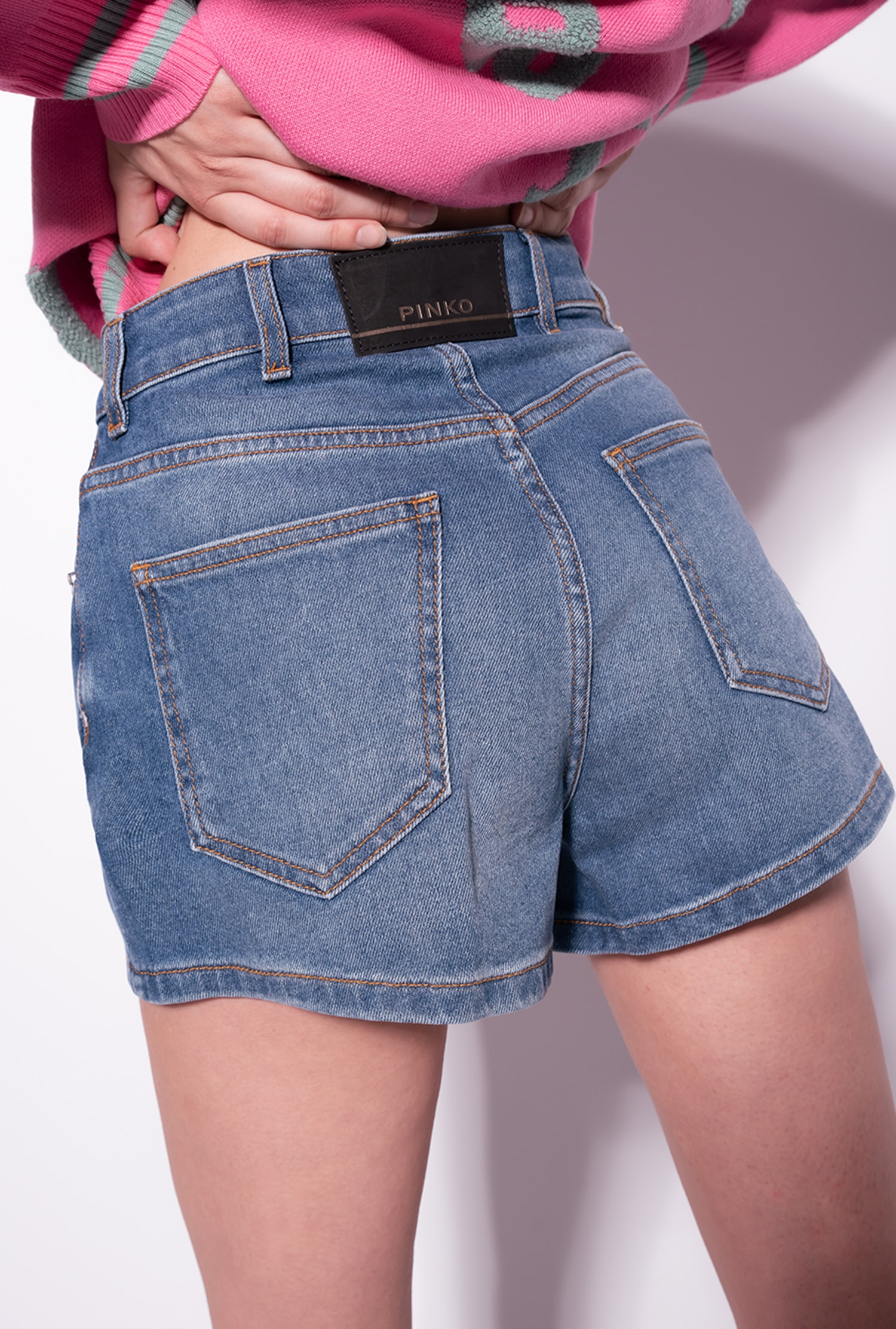 Denim shorts with rhinestones