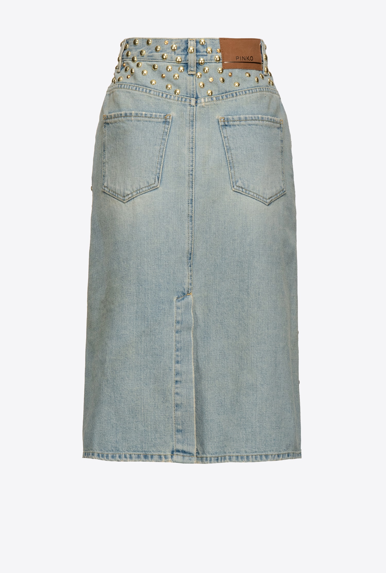 Studded denim skirt