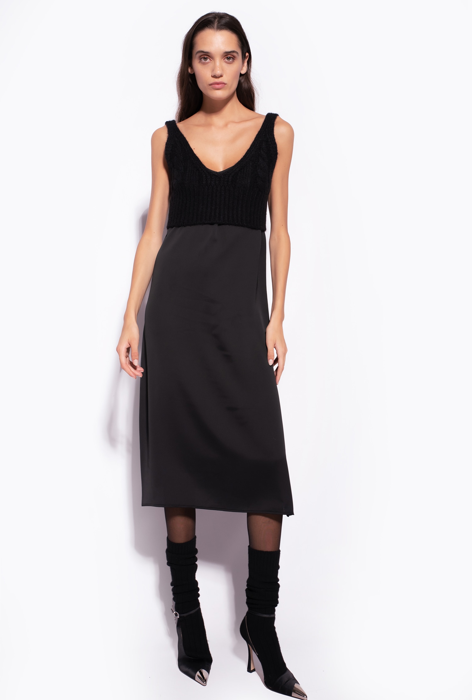 Dress with knit top