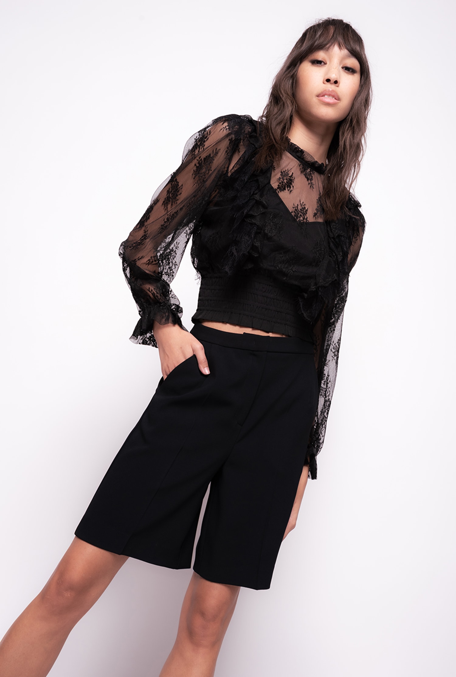 Cropped lace blouse