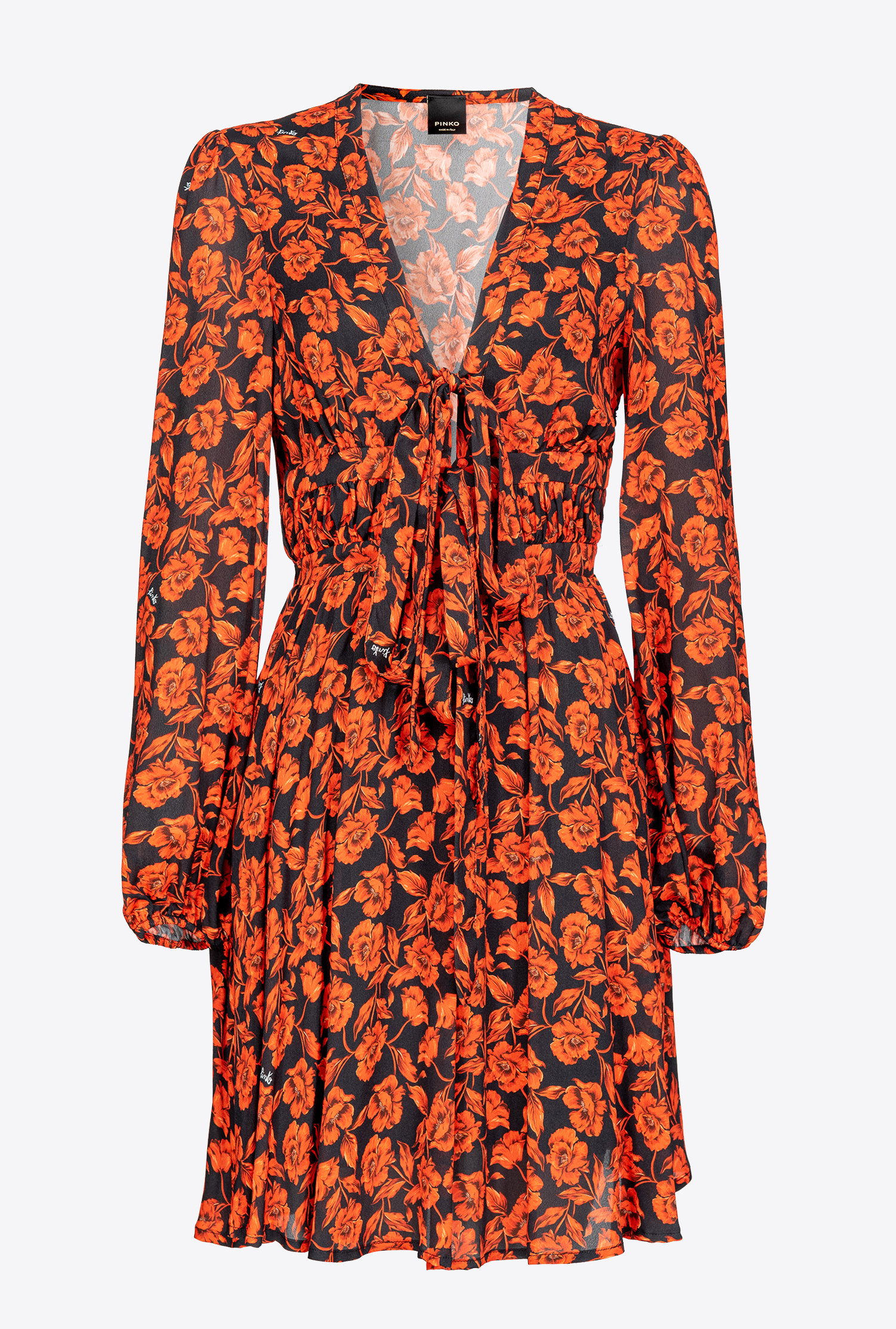 Two-tone floral mini dress