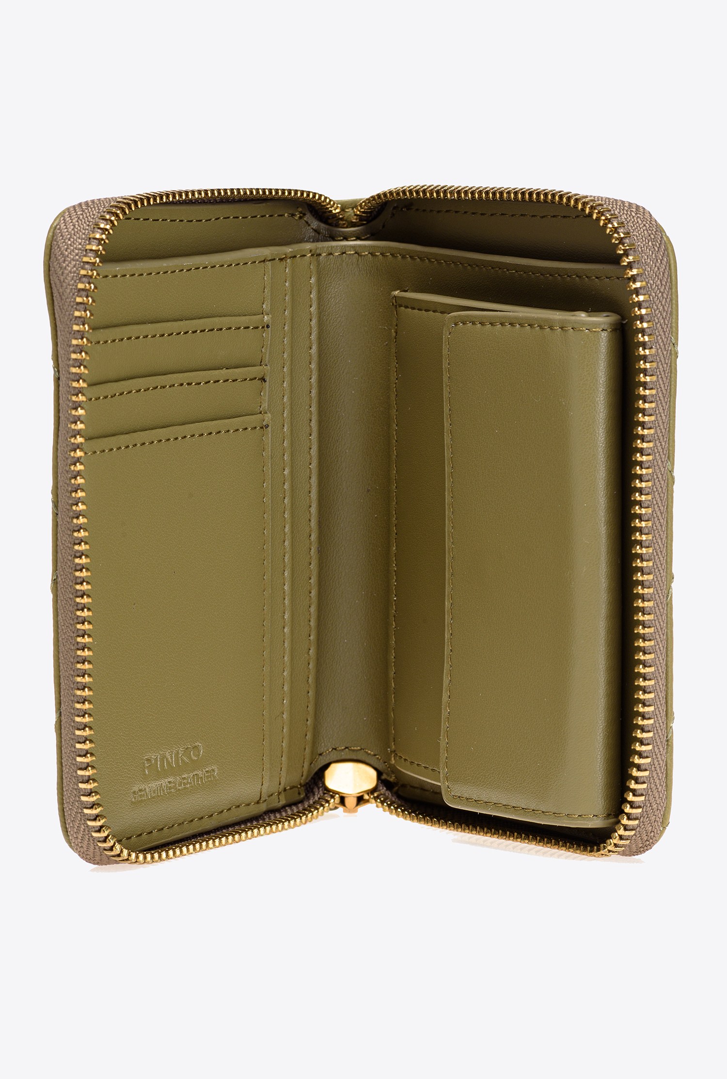 Small zip-around purse in chevron-patterned nappa leather